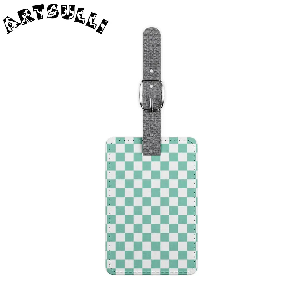 JAKKOUTTHEBXX Checkerboard Light Green Saffiano Polyester Luggage