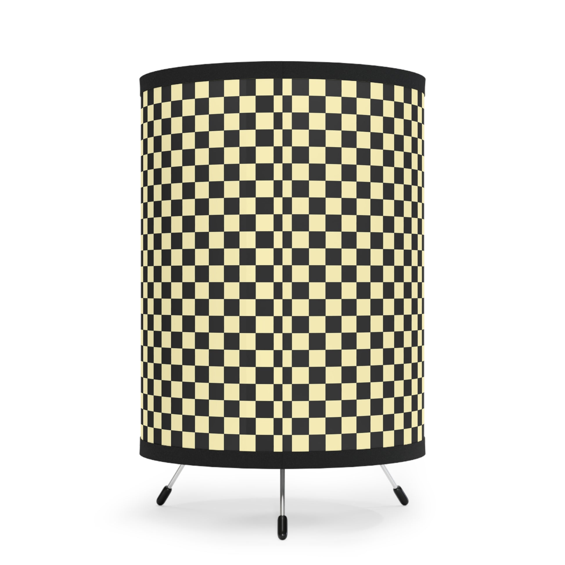 Checkerboard Black and Yellow Tripod Lamp with High-Res Printed Shade, US\CA plug, Artsulli - Art is Long, Life is Short, Home Decor, , , , , , , 