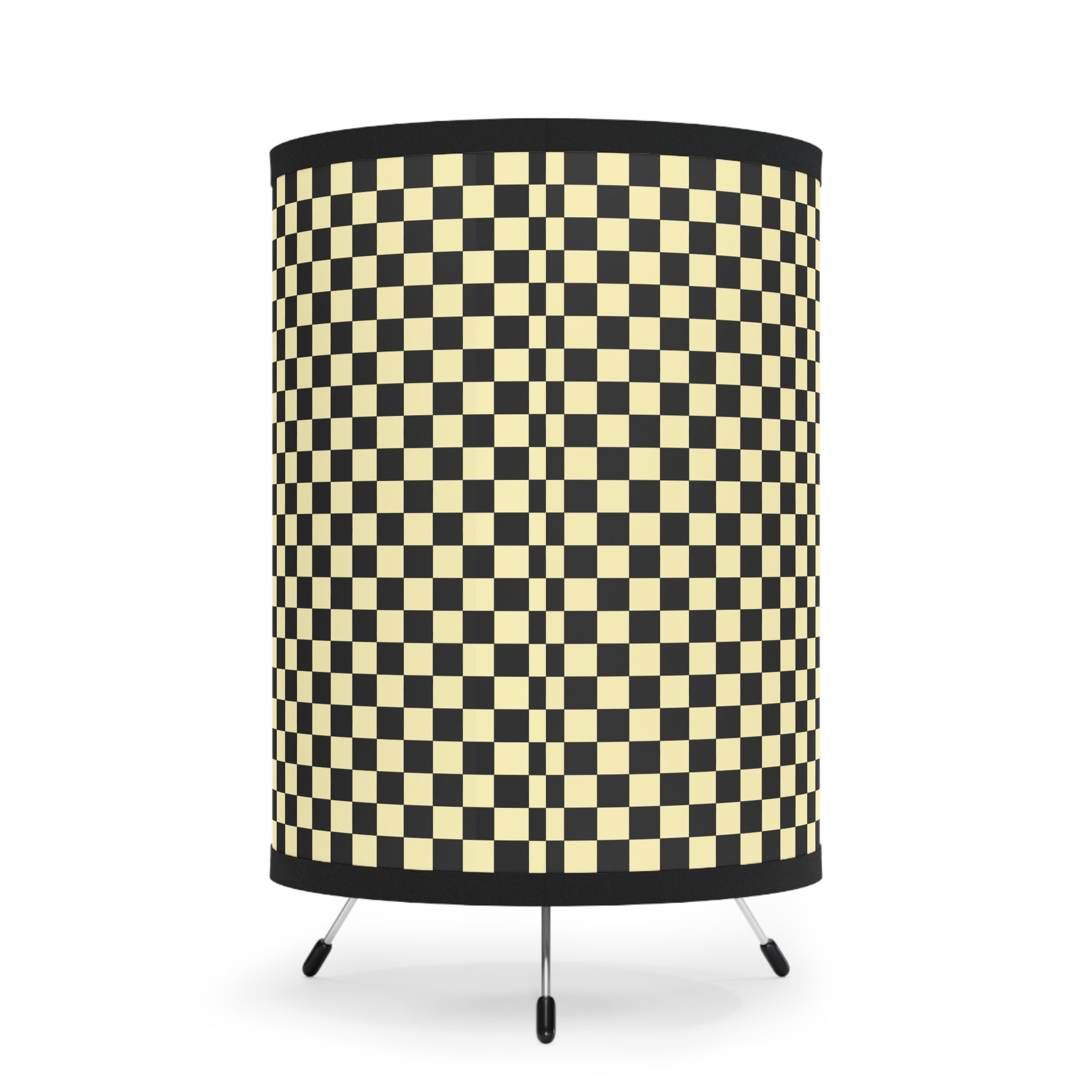 Checkerboard Black and Yellow Tripod Lamp with High-Res Printed Shade, US\CA plug, Artsulli - Art is Long, Life is Short, Home Decor, , , , , , , 