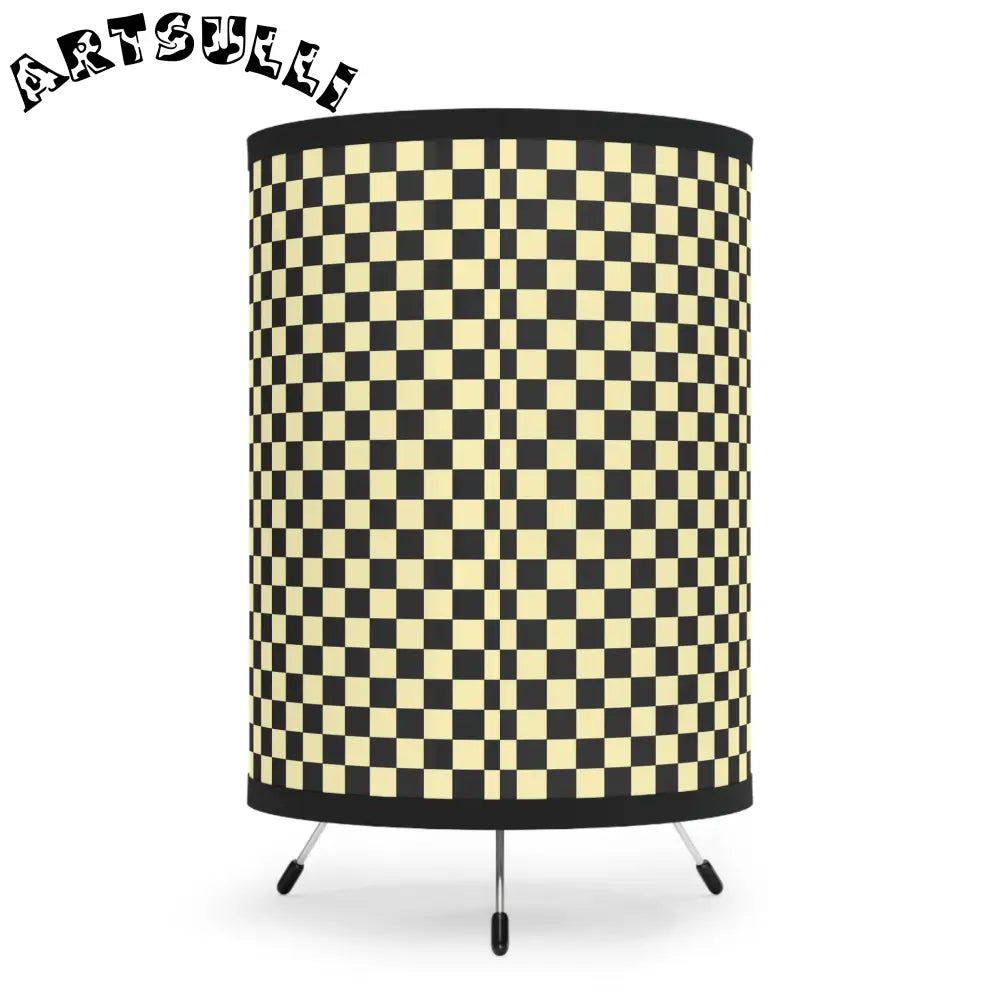JAKKOUTTHEBXX Checkerboard Black and Yellow Tripod Lamp