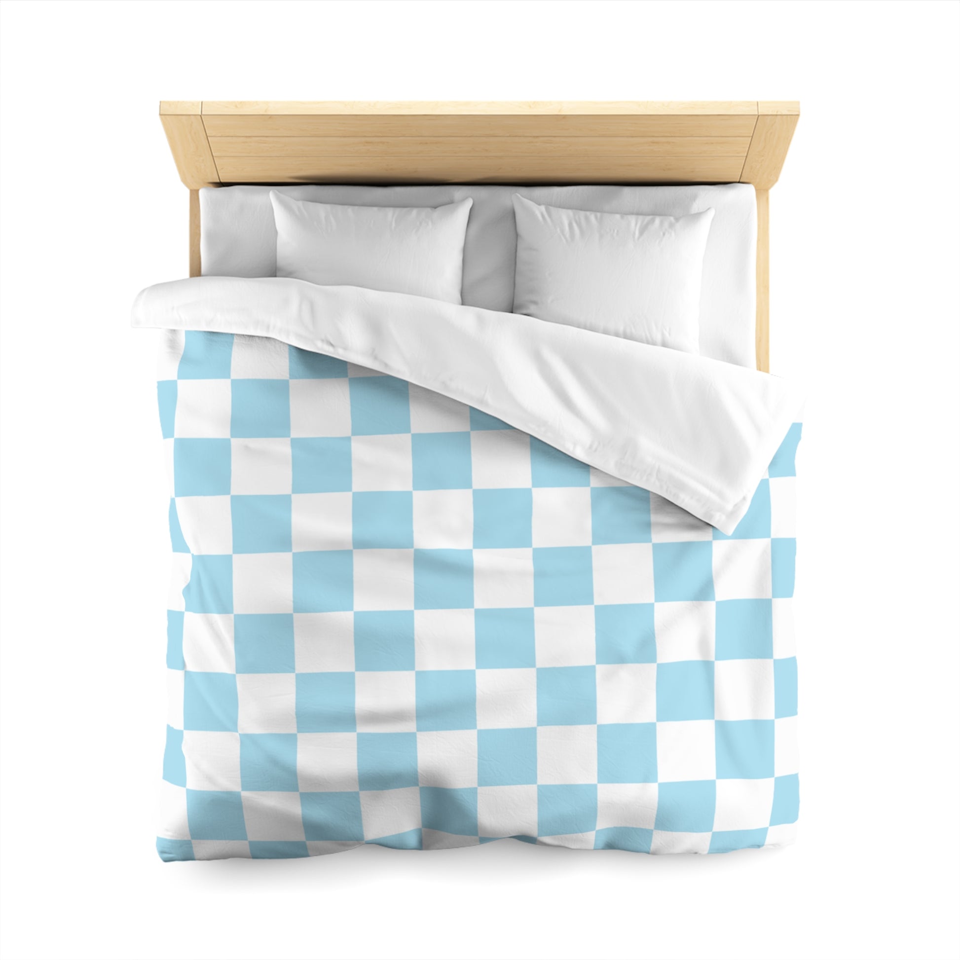 Checkerboard Sky Blue Microfiber Duvet Cover, Artsulli - Art is Long, Life is Short, Home Decor, , , , , , , 