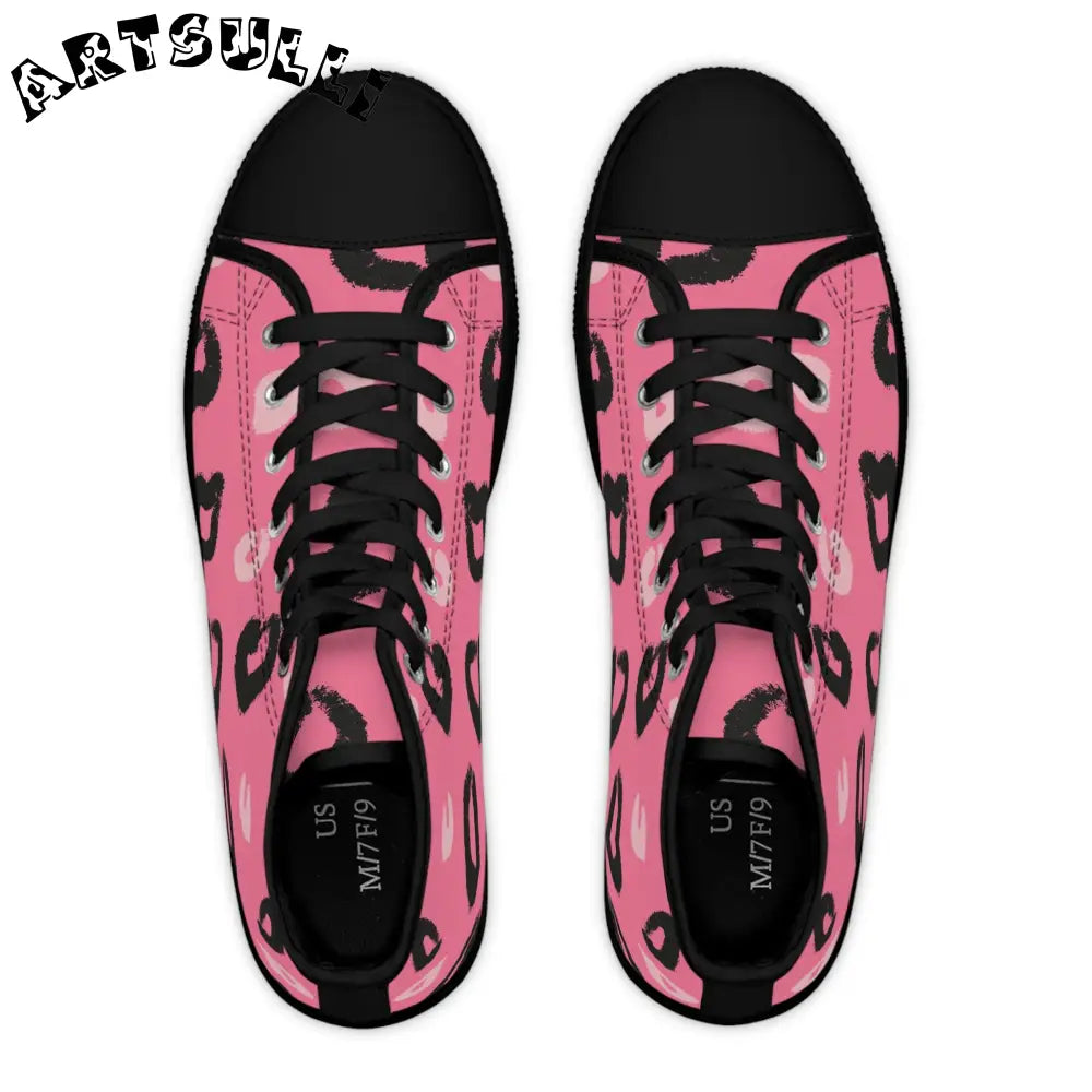 JAKKOUTTHEBXX Pink Leopard Canvas Womens High Top Sneakers 2025