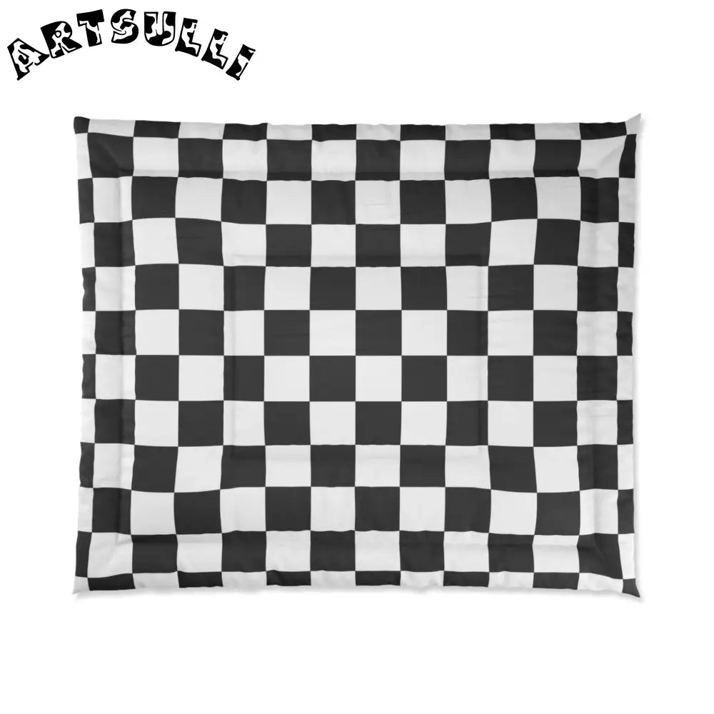 JAKKOUTTHEBXX Checkerboard White and Black Comforter JAKKOUTTHEBXX