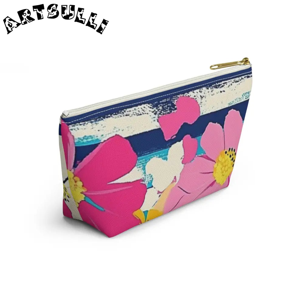 JAKKOUTTHEBXX Dayglo Floral Stripes Multi-Color Accessory Pouch w