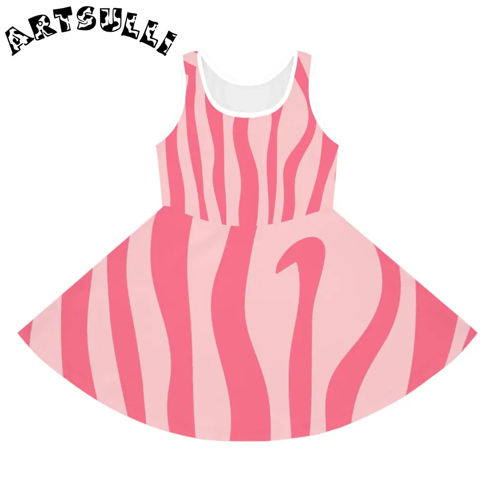 JAKKOUTTHEBXX Pink Wavy Art Printed Sleeveless Sundress 2025