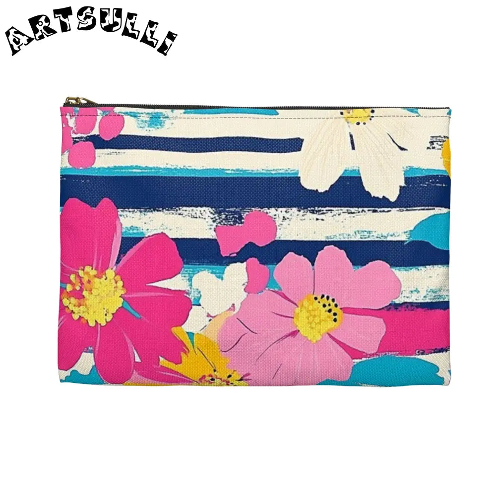 JAKKOUTTHEBXX Dayglo Floral Stripes II Multi-Color Accessory Pouch