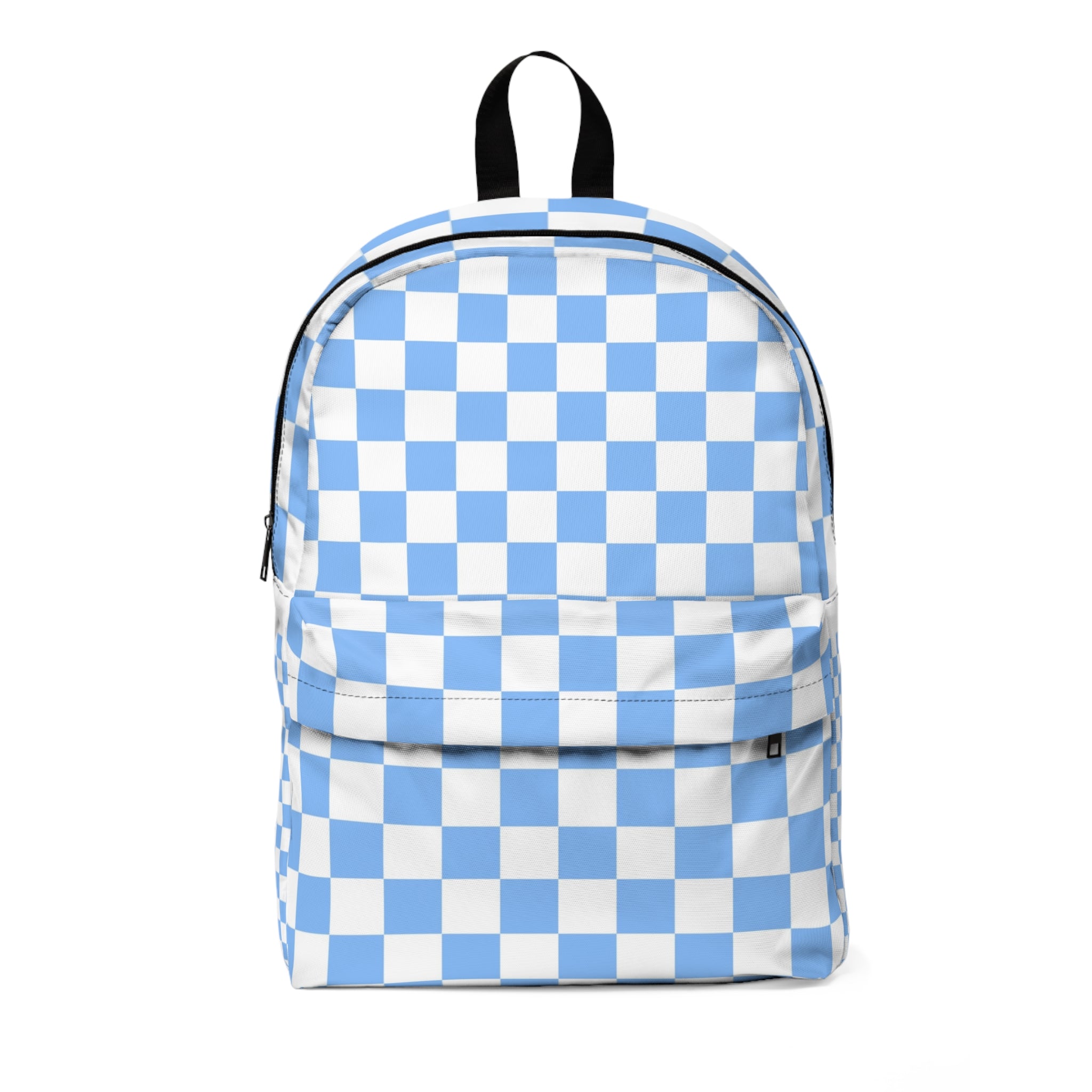 Checkerboard White and Light Blue Unisex Classic Backpack, Artsulli - Art is Long, Life is Short, Bags, Size, One size, , , , , 23308354158032613524