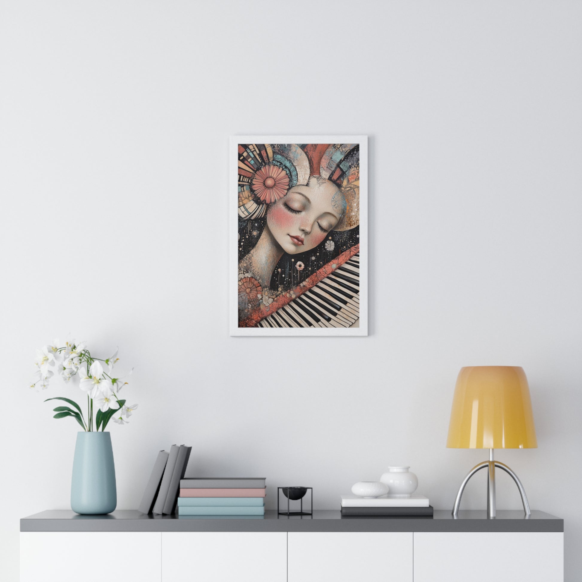Queen Of Piano Dreams Vertical Framed Poster, Artsulli - Art is Long, Life is Short, Poster, , , , , , , 