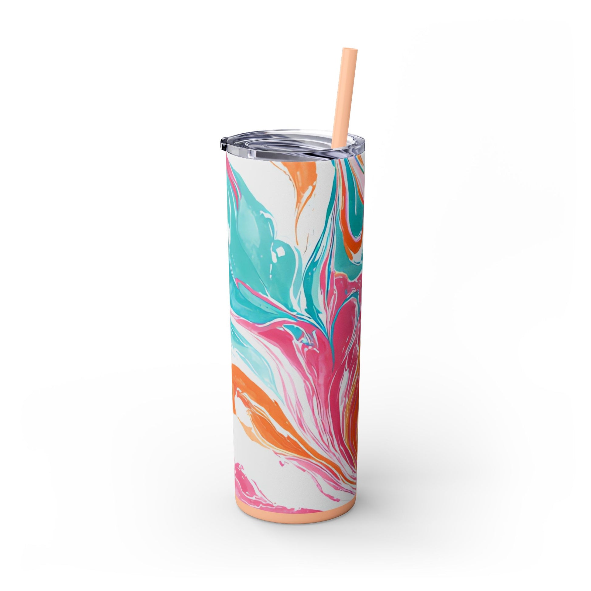 Liquid Pastel Spill Multi-Color Skinny Tumbler with Straw, 20oz, Artsulli - Art is Long, Life is Short, Mug, , , , , , , 
