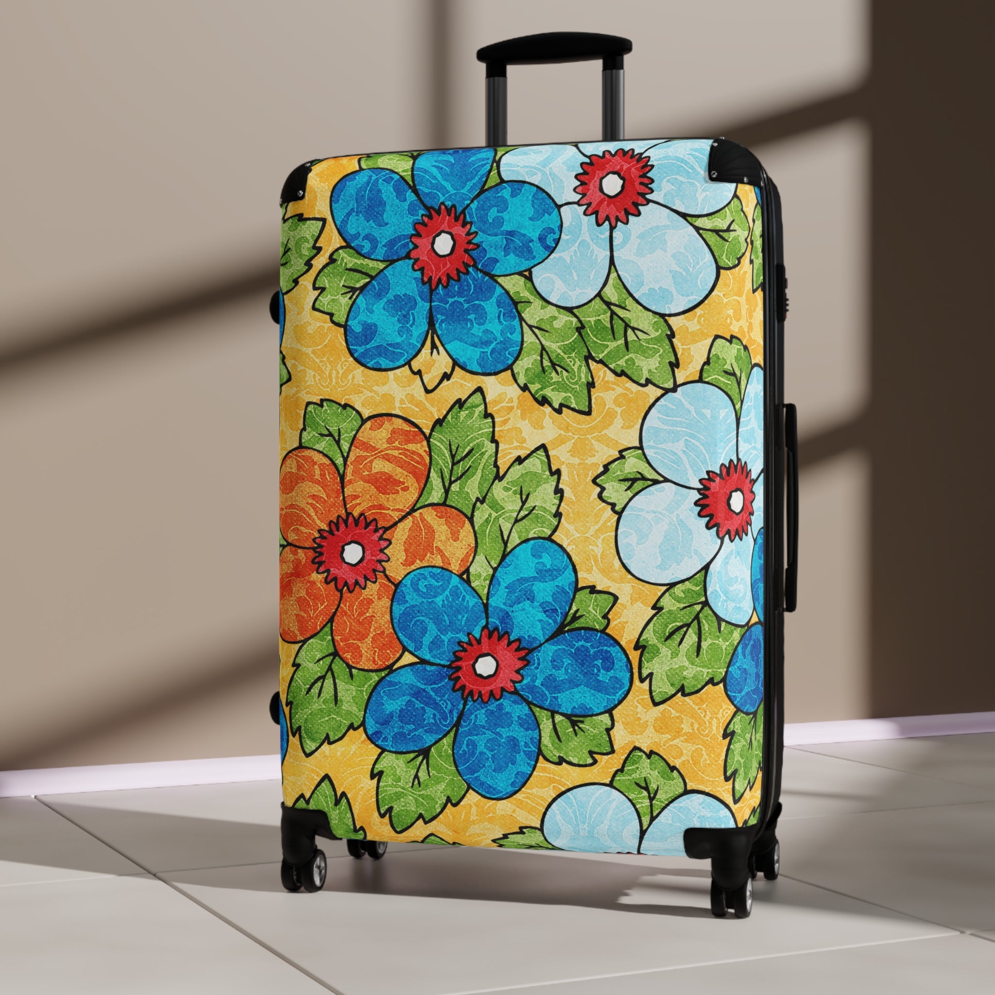 Groovy Yellow Floral Kl II Suitcase, Artsulli - Art is Long, Life is Short, Bags, , , , , , , 