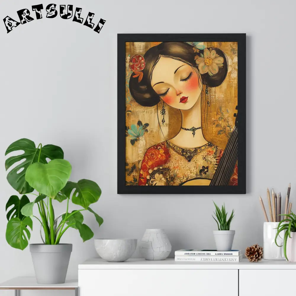 JAKKOUTTHEBXX Stylized Woman Musician Wood-Framed Poster 2025