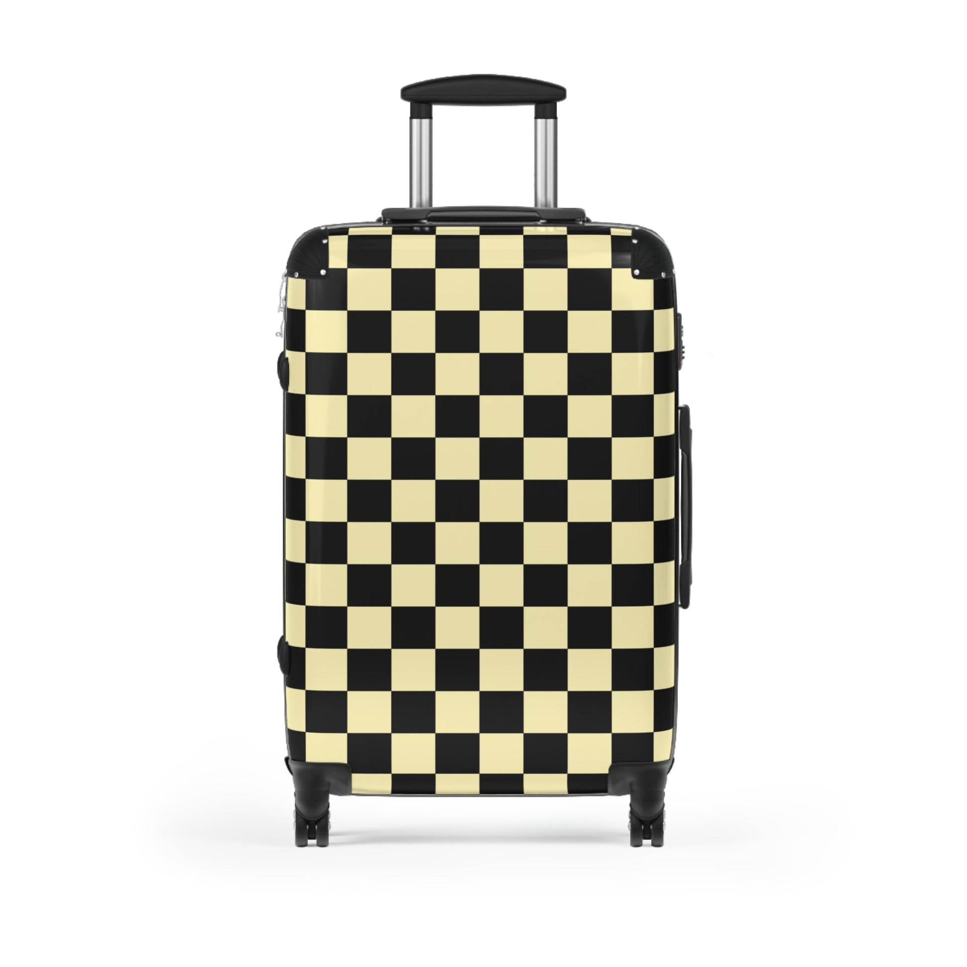 Checkerboard Black and Yellow Suitcase, Artsulli - Art is Long, Life is Short, Bags, Size, Medium, Color, Black, , , 10370251736624832540
