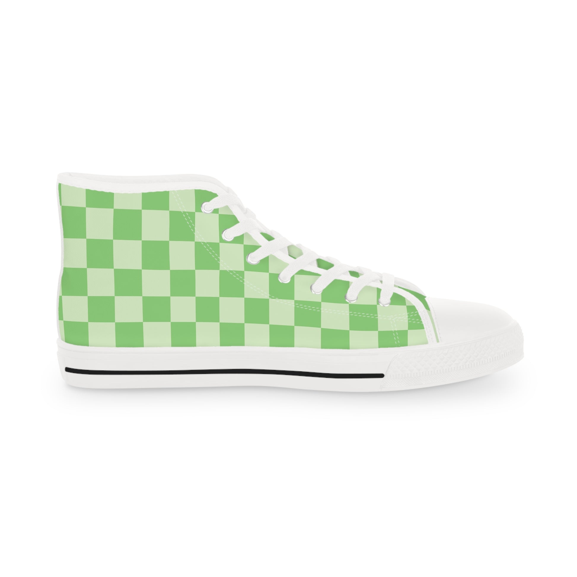 Checkerboard Green Men's High Top Sneakers, Artsulli - Art is Long, Life is Short, Shoes, , , , , , , 