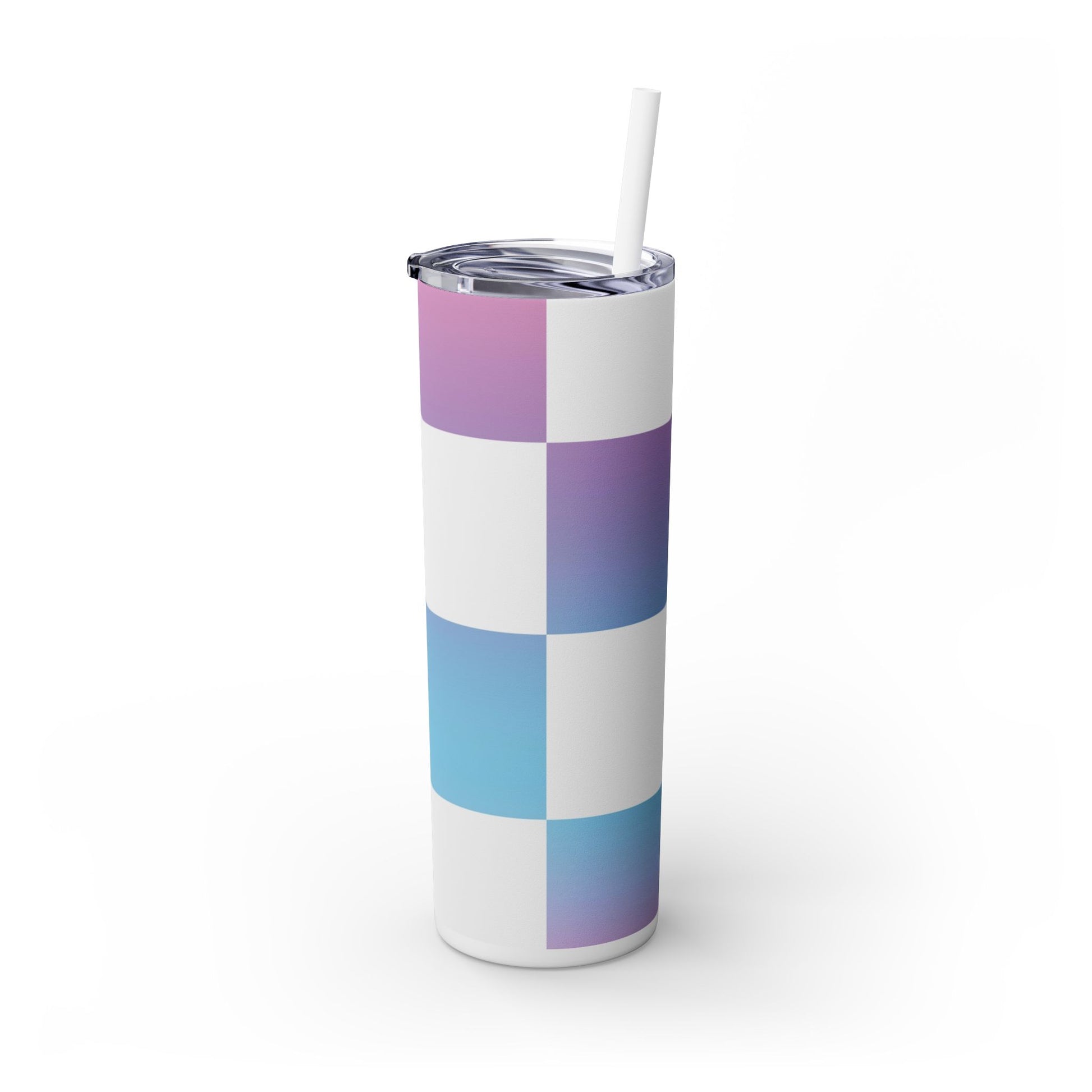 Vaporwave Check Skinny Tumbler with Straw, 20oz, Artsulli - Art is Long, Life is Short, Mug, , , , , , , 