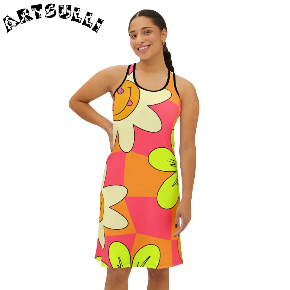 JAKKOUTTHEBXX Trippy Sour Face Rave Women’s Racerback Dress (AOP)