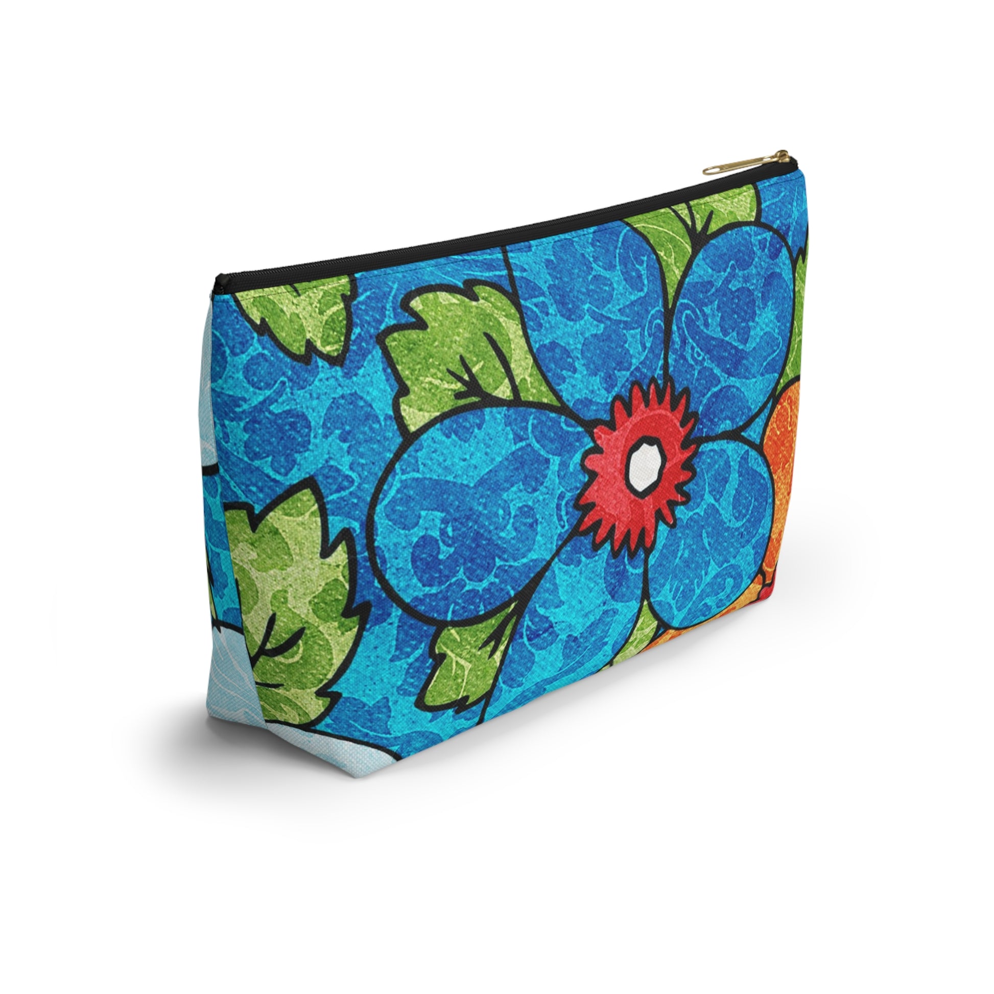 Blue Orange Groovy Accessory Pouch w T-bottom, Artsulli - Art is Long, Life is Short, Bags, , , , , , , 