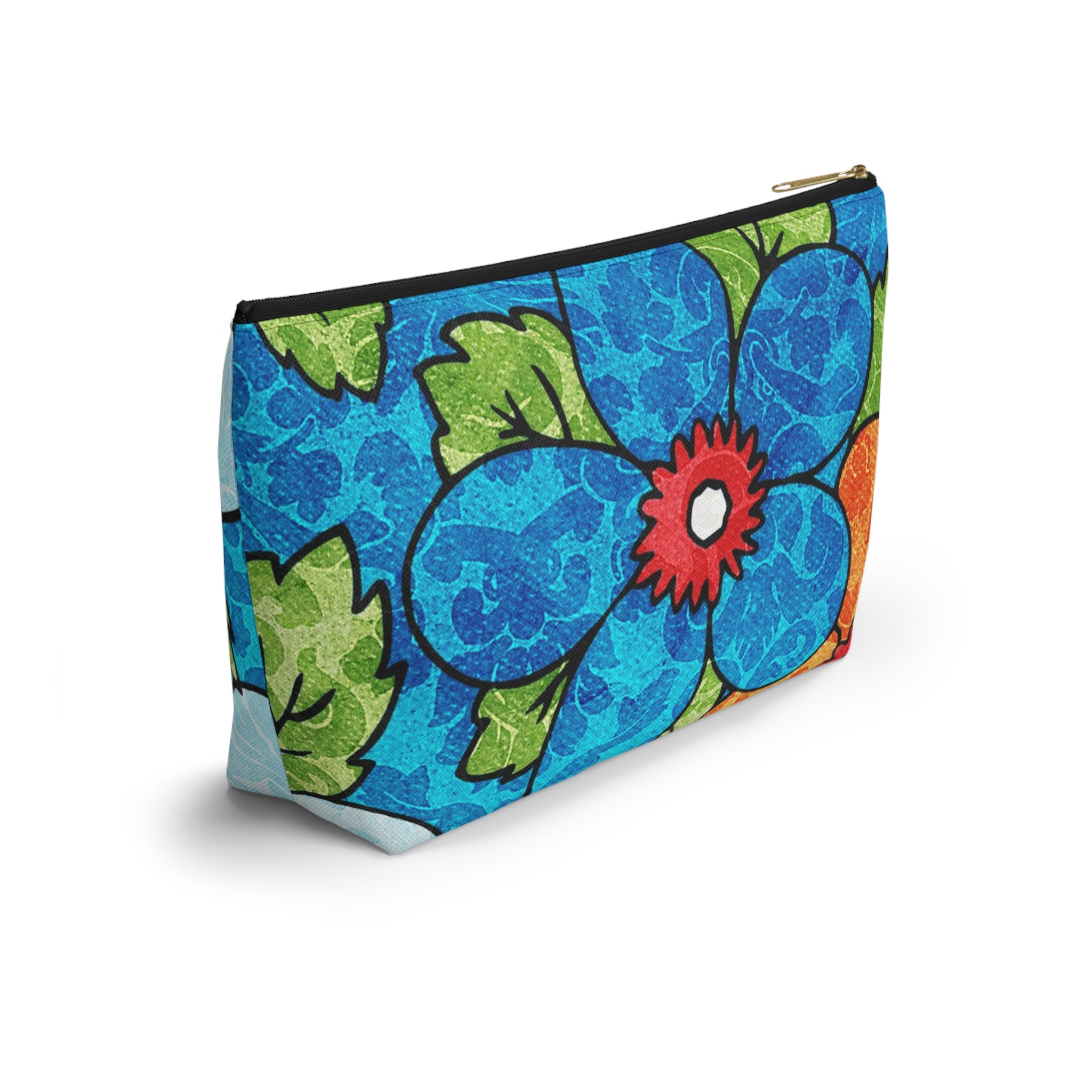Blue Orange Groovy Accessory Pouch w T-bottom, Artsulli - Art is Long, Life is Short, Bags, , , , , , , 