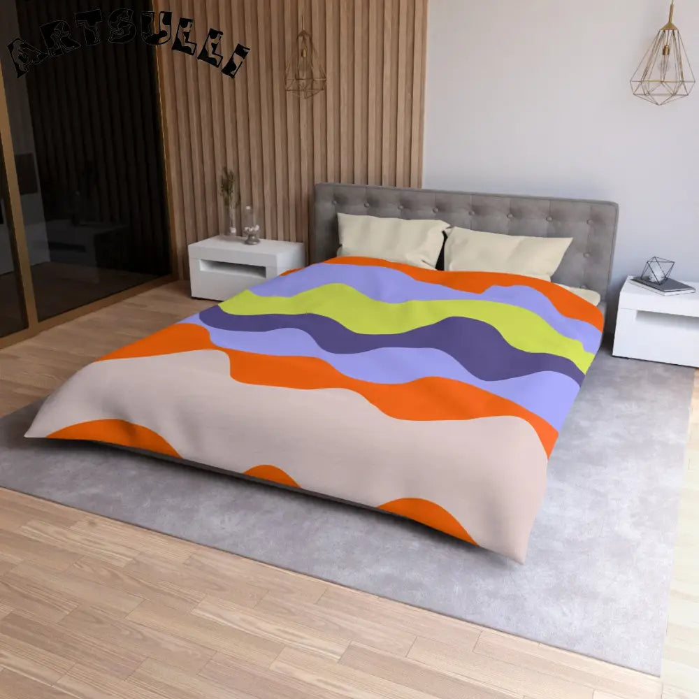 JAKKOUTTHEBXX Waves Red and Blue Microfiber Duvet Cover