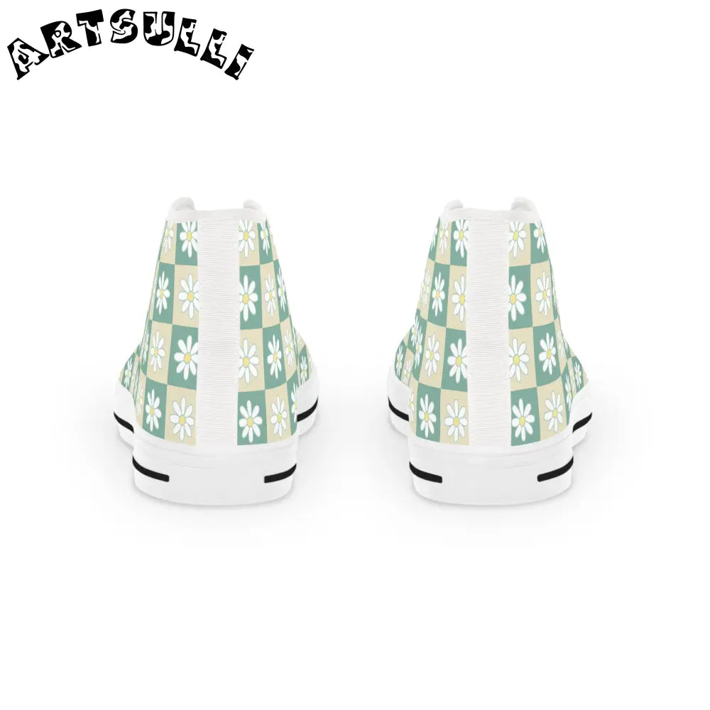 JAKKOUTTHEBXX Retro Daisy Checkerboard Green and Tan Men’s High Top