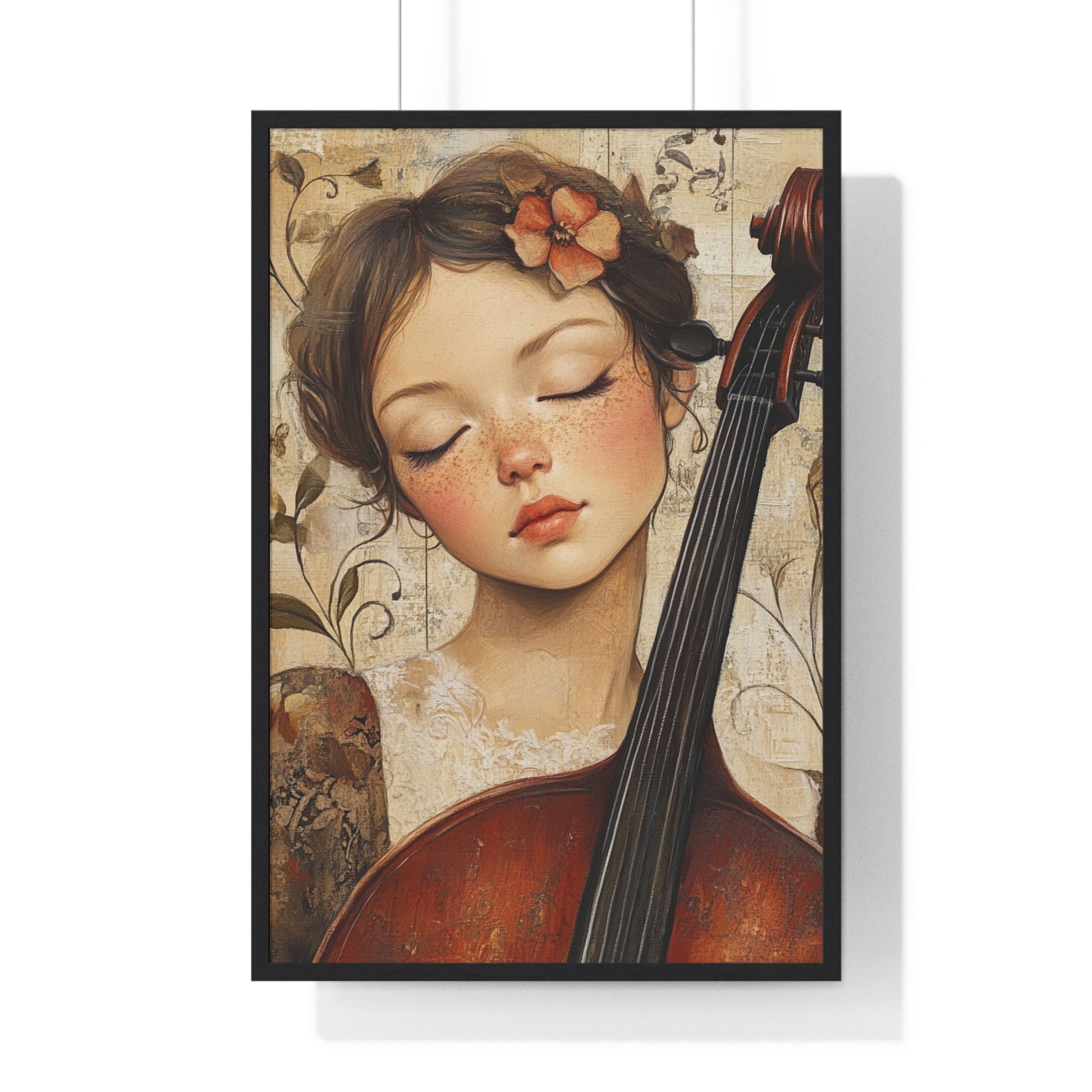 Girl With A Violin II Vertical Framed Poster, Artsulli - Art is Long, Life is Short, Poster, Size, 24″ x 36″, Color, Black, , , 21328330839160639675