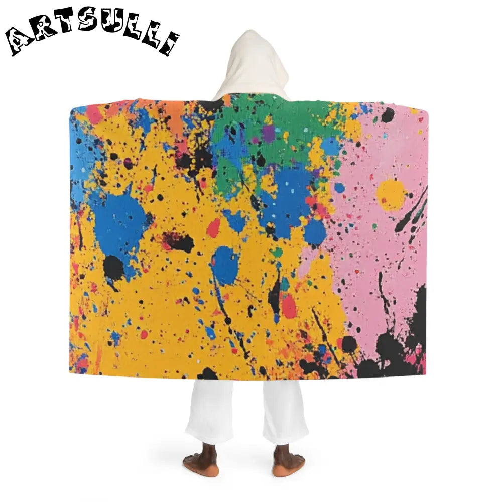 JAKKOUTTHEBXX The Colors Of Paint Splatter Hooded Sherpa Fleece