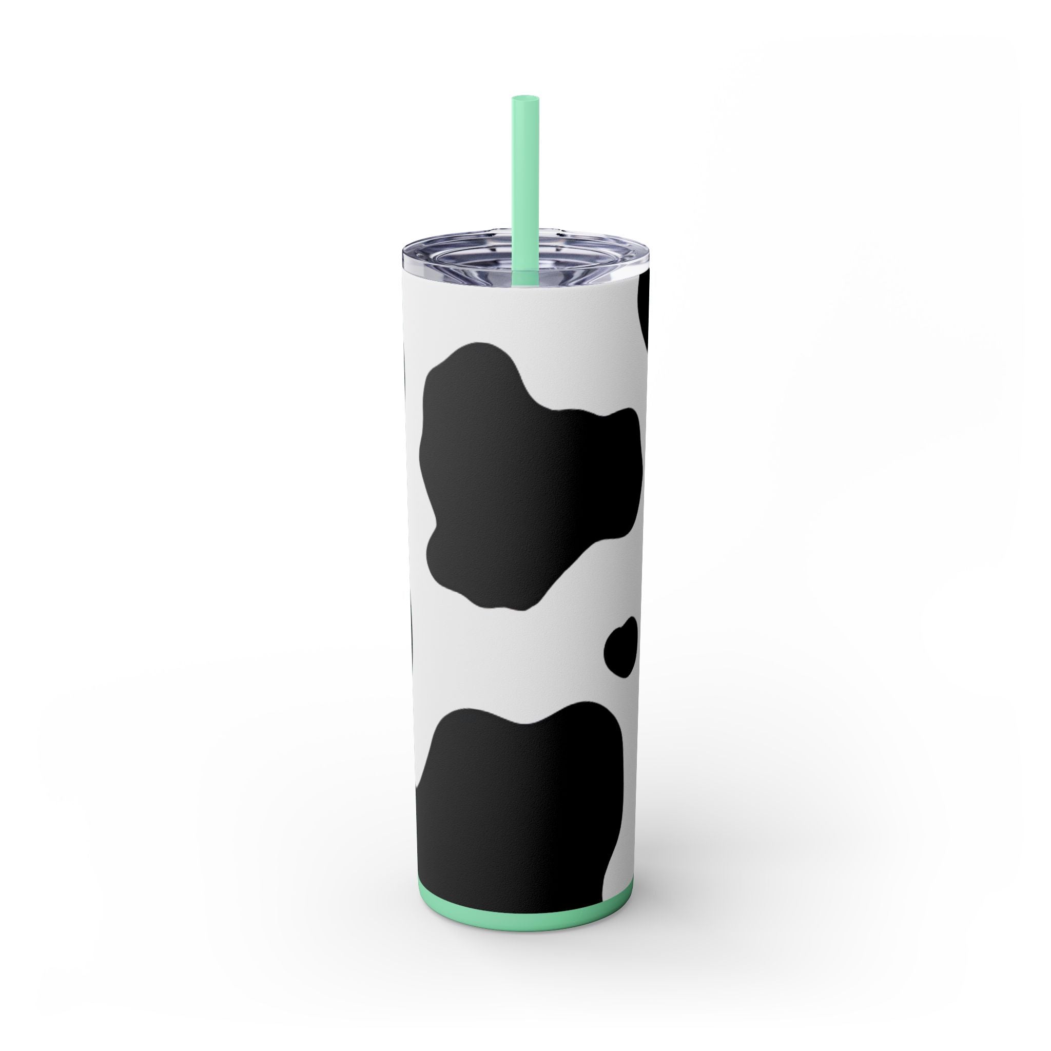 Cow Print Focus Skinny Tumbler with Straw, 20oz, Artsulli - Art is Long, Life is Short, Mug, Finish, Glossy, Color, Mint, Size, 20oz, 33852507238351