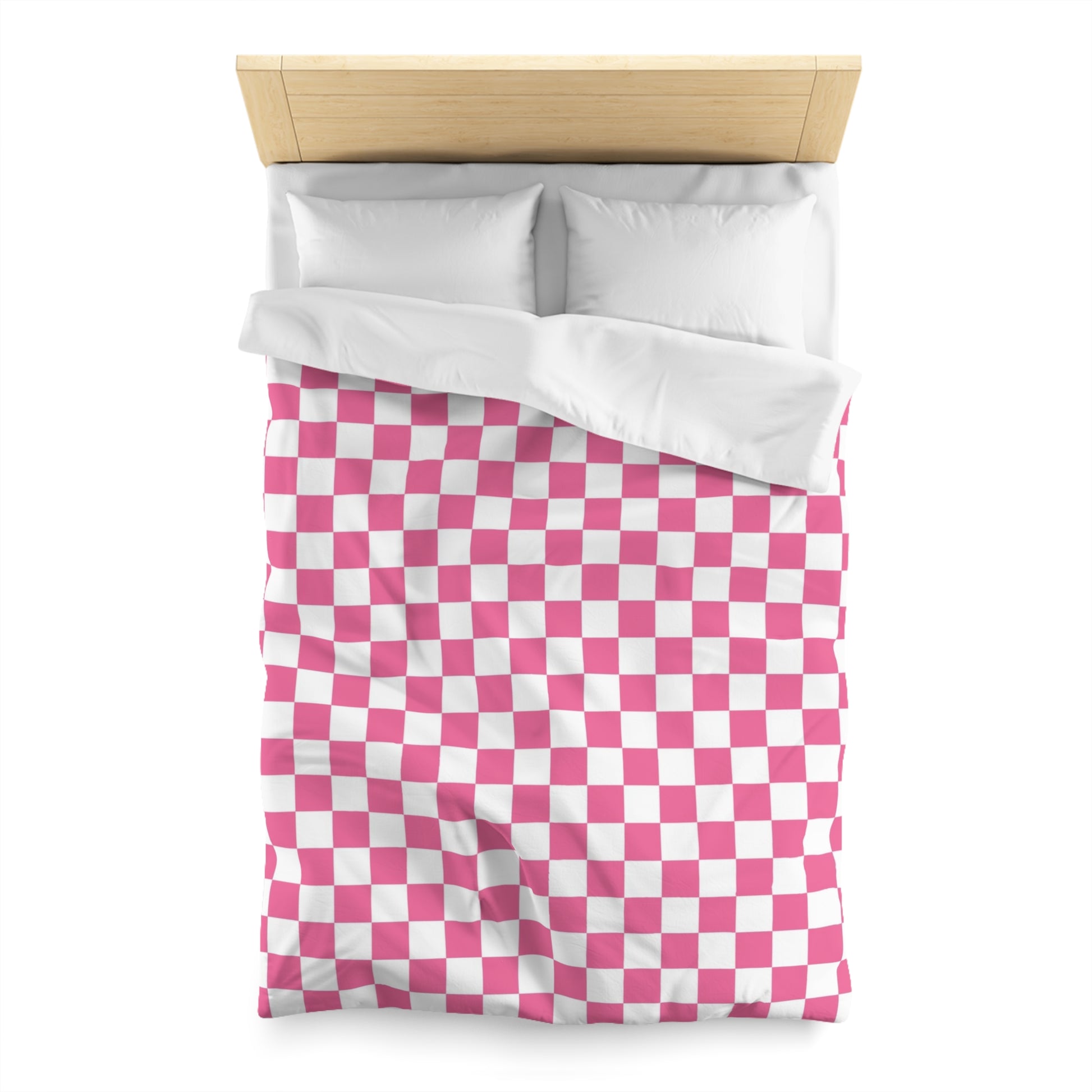 Yuyushiki Pink Check Microfiber Duvet Cover, Artsulli - Art is Long, Life is Short, Home Decor, , , , , , , 