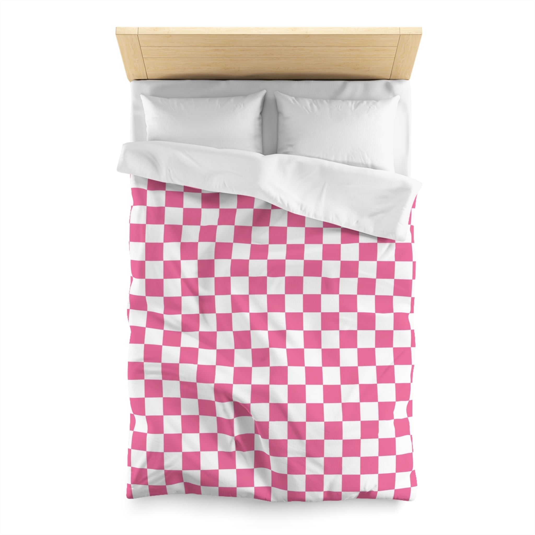 Yuyushiki Pink Check Microfiber Duvet Cover, Artsulli - Art is Long, Life is Short, Home Decor, , , , , , , 