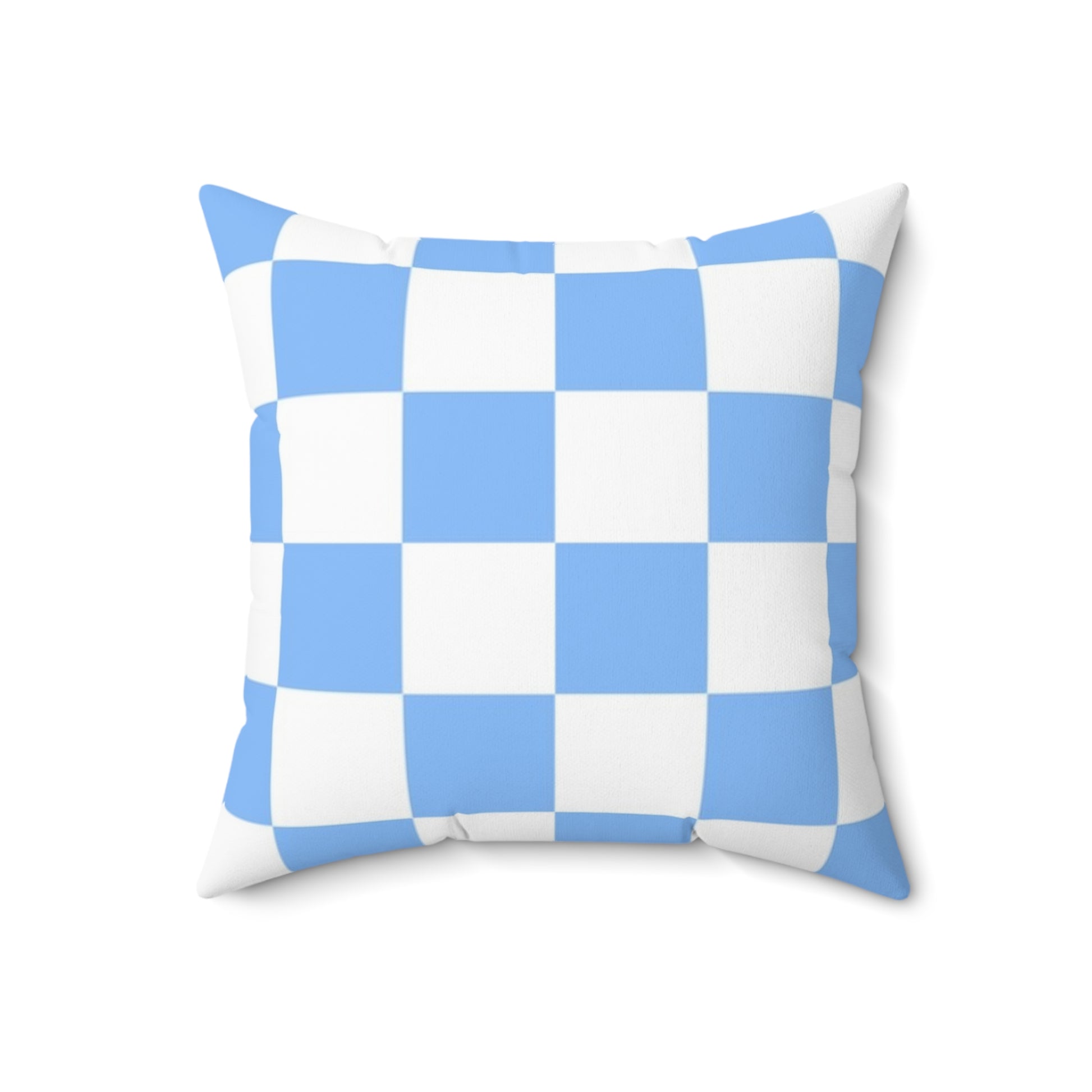 Checkerboard White and Light Blue Spun Polyester Square Pillow, Artsulli - Art is Long, Life is Short, Home Decor, Size, 18" × 18", , , , , 25905041705993855184