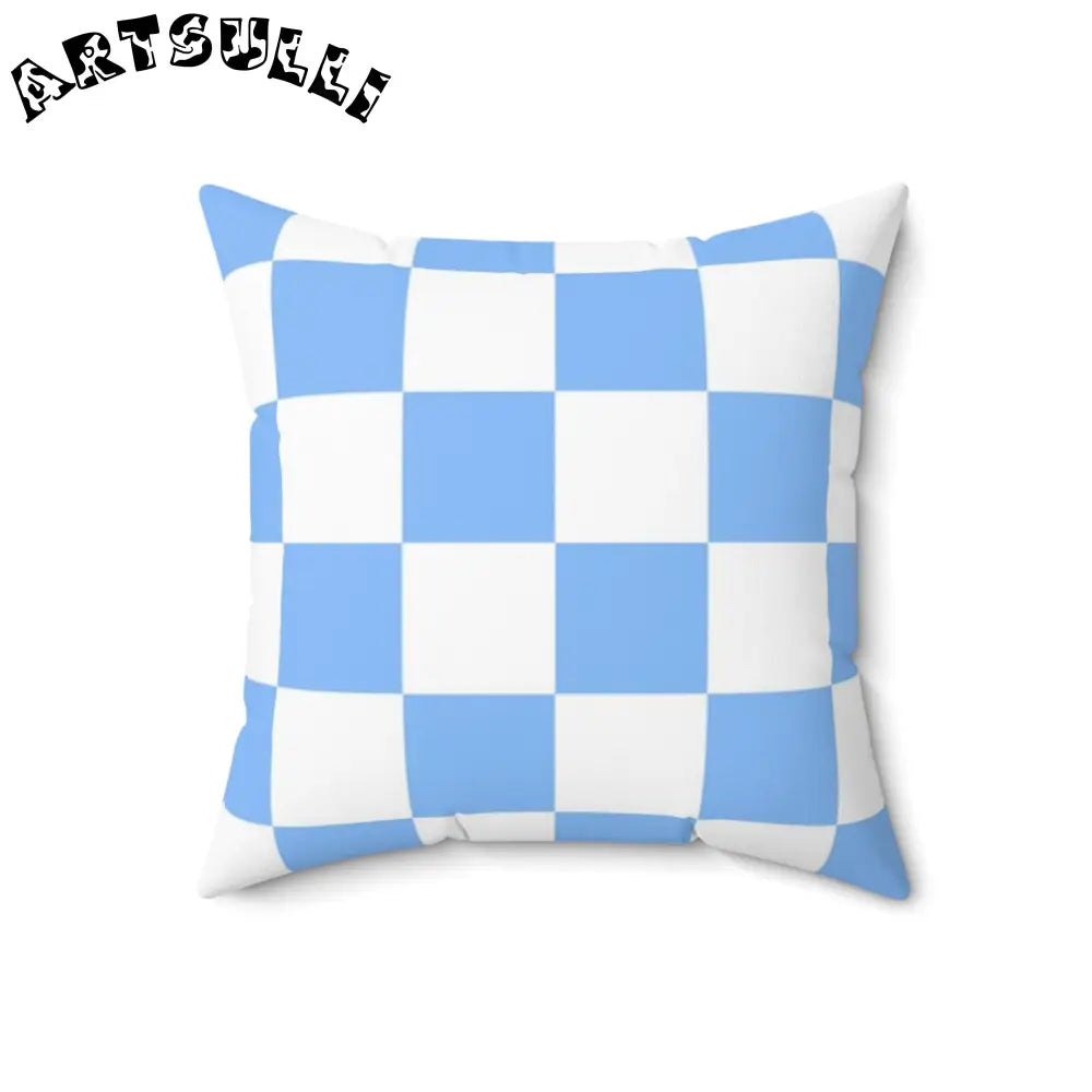 JAKKOUTTHEBXX Checkerboard White and Light Blue Spun Polyester