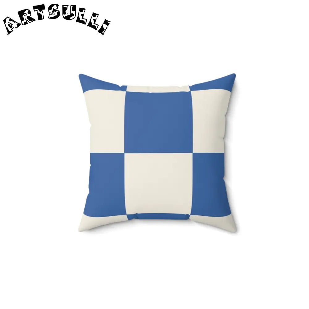 JAKKOUTTHEBXX Checkerboard Blue Spun Polyester Square Pillow