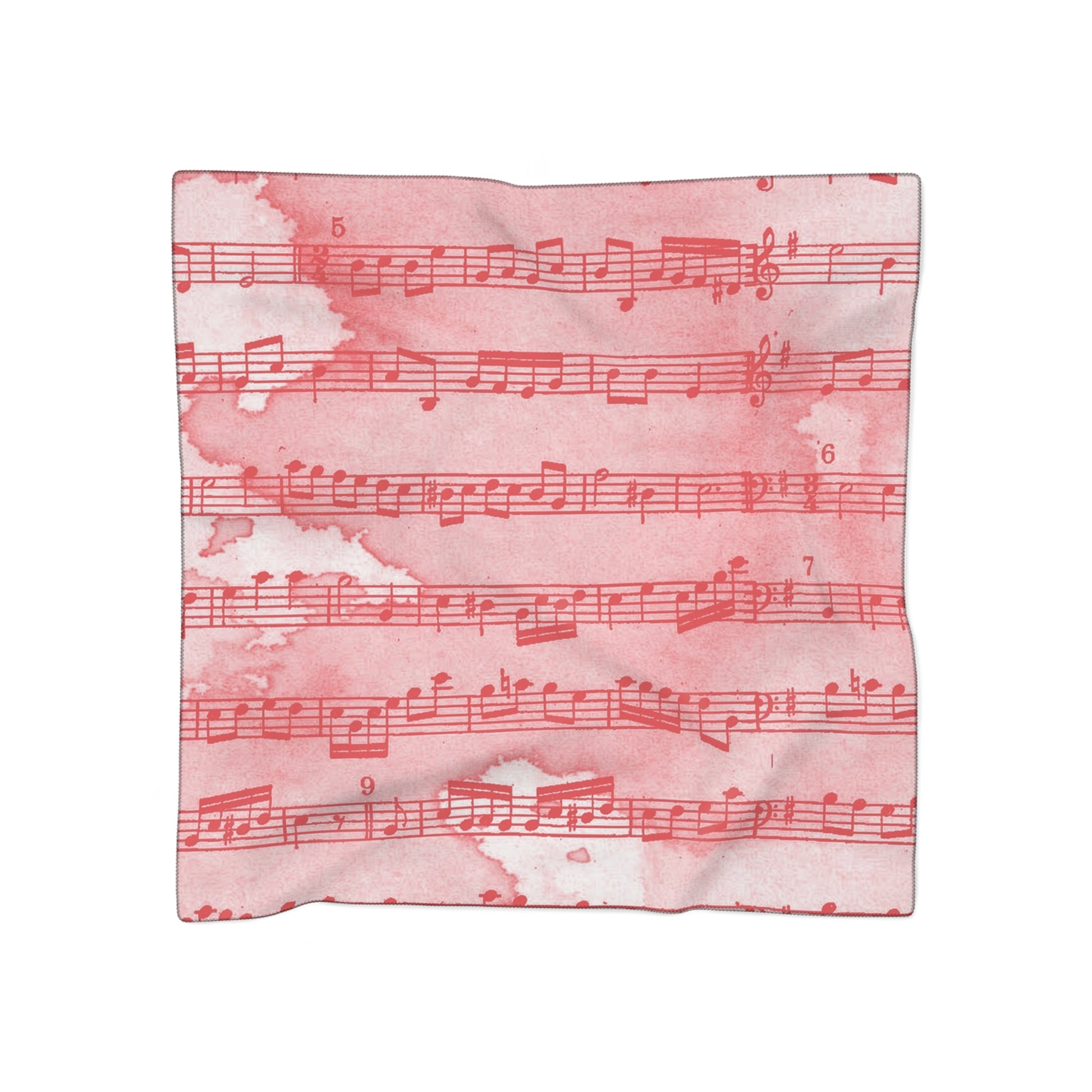 Drip Spill Type Beat Sheet Music Red Poly Scarf, Artsulli - Art is Long, Life is Short, Accessories, Color, Poly chiffon, Size, 50" × 50", , , 20209982920006532414