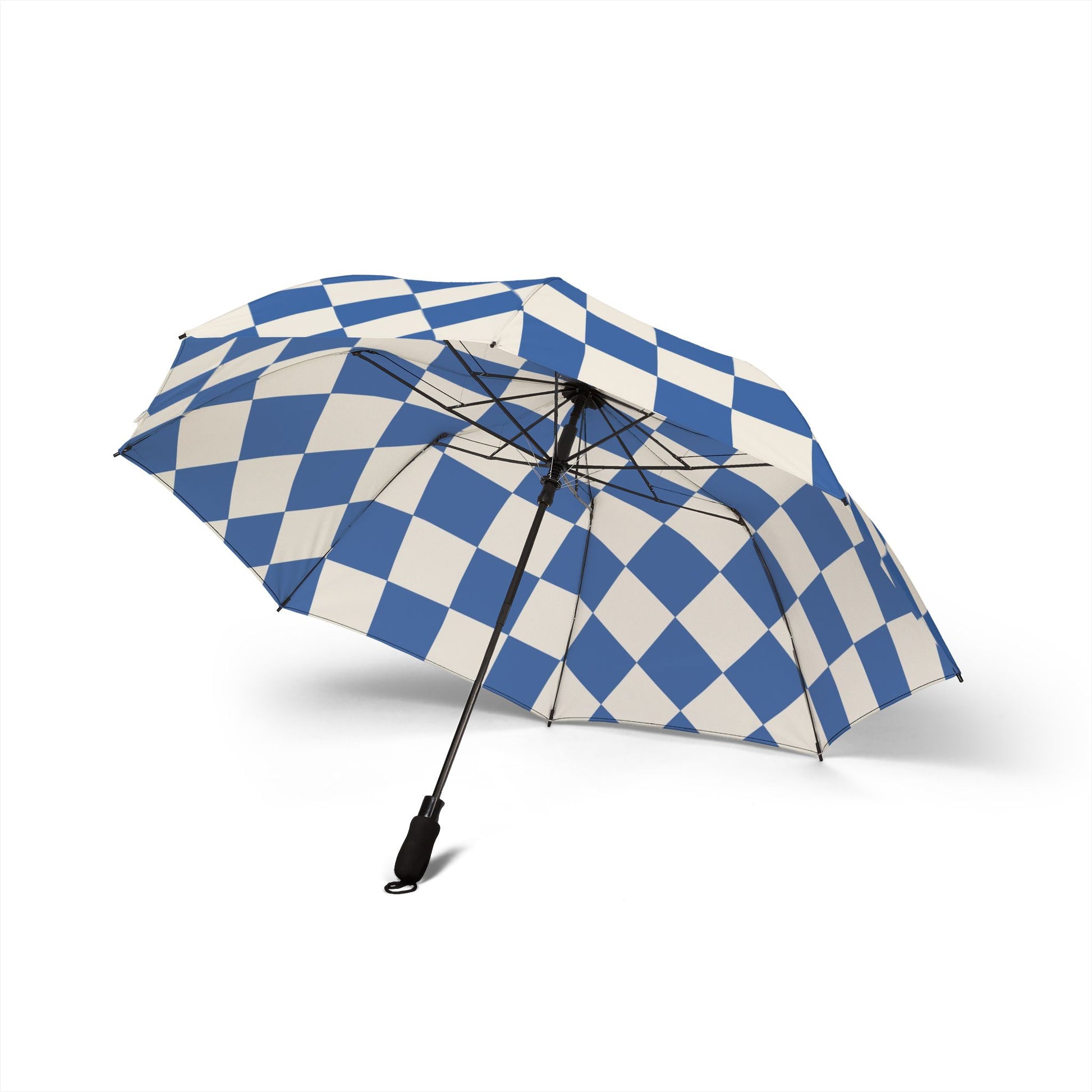 Checkerboard Blue Semi-Automatic Foldable Umbrella, Artsulli - Art is Long, Life is Short, Accessories, , , , , , , 