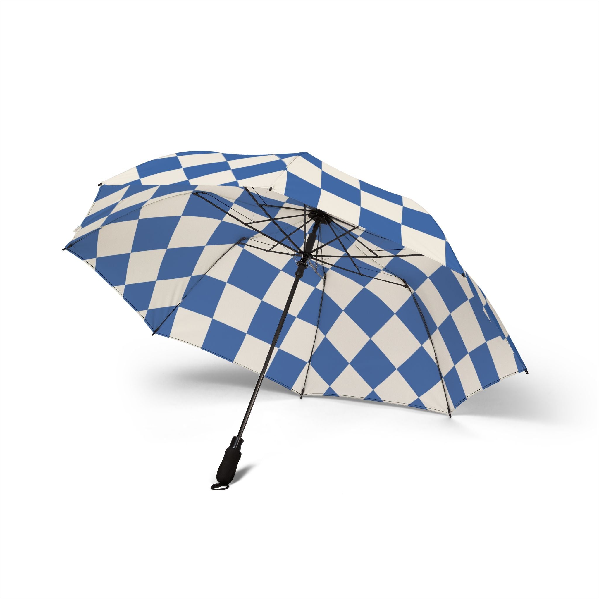 Checkerboard Blue Semi-Automatic Foldable Umbrella, Artsulli - Art is Long, Life is Short, Accessories, , , , , , , 