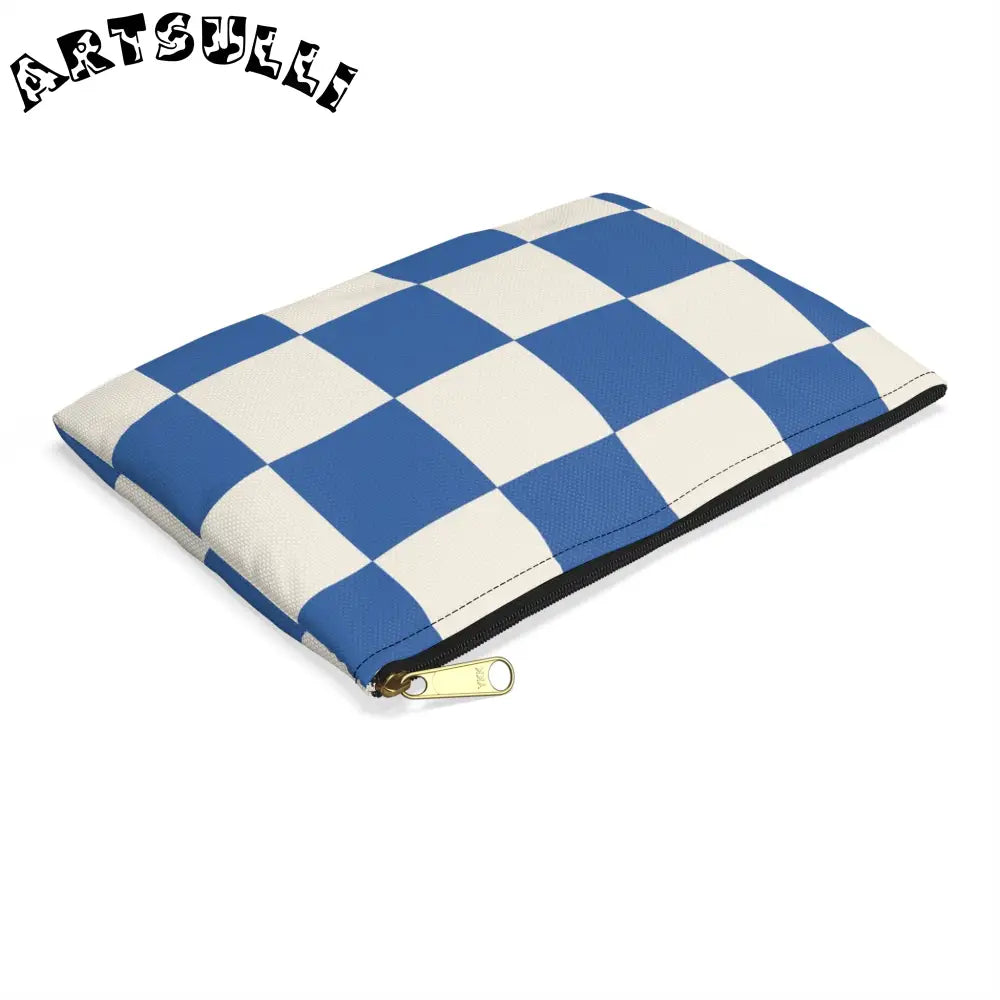 JAKKOUTTHEBXX Checkerboard Blue Accessory Pouch JAKKOUTTHEBXX