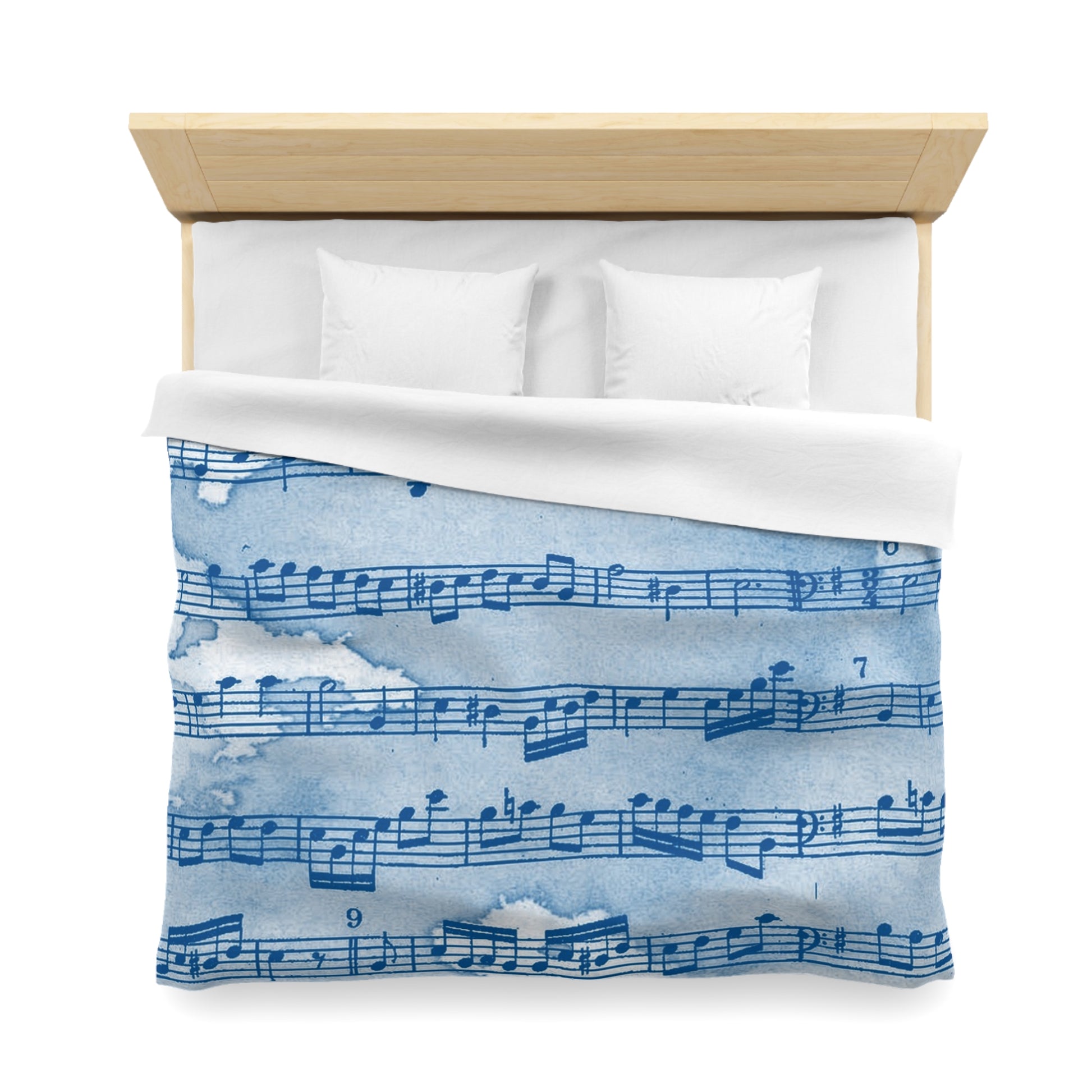 Drip Spill Type Beat Sheet Music Blue Microfiber Duvet Cover, Artsulli - Art is Long, Life is Short, Home Decor, , , , , , , 
