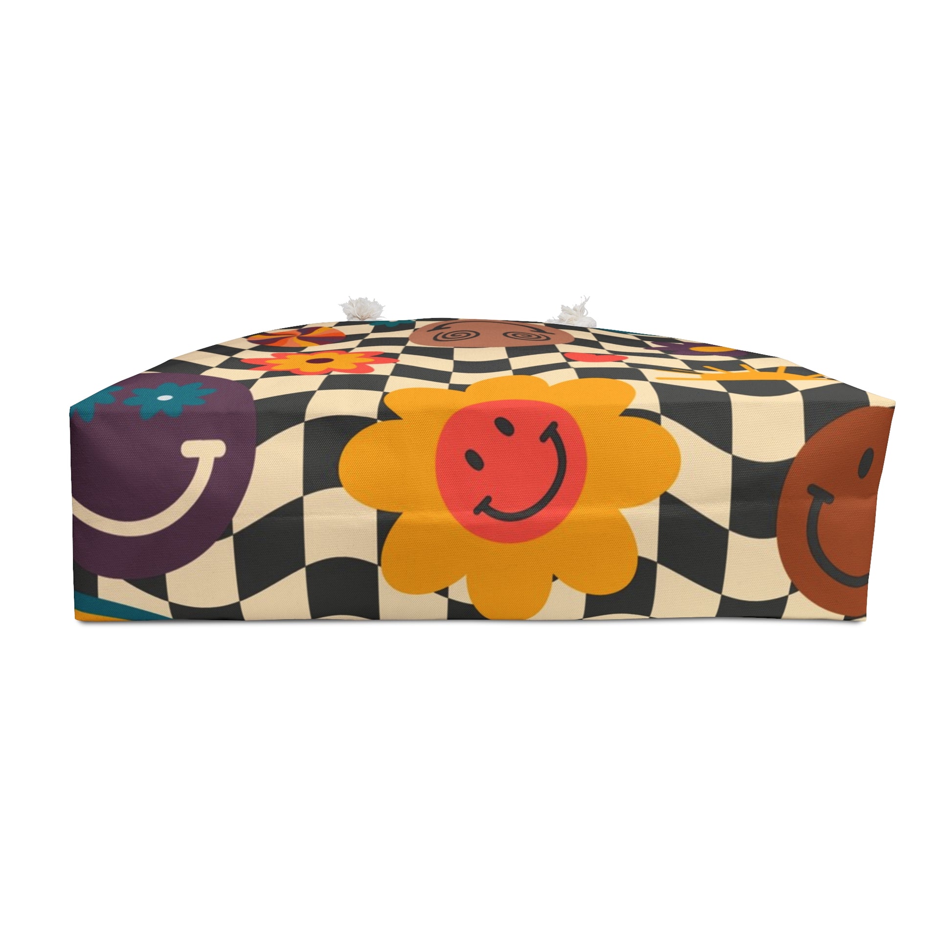 Trippy x Wavy Checkerboard x Smiley Face x Rainbow x Flowers Multi-Color Weekender Bag, Artsulli - Art is Long, Life is Short, Bags, , , , , , , 