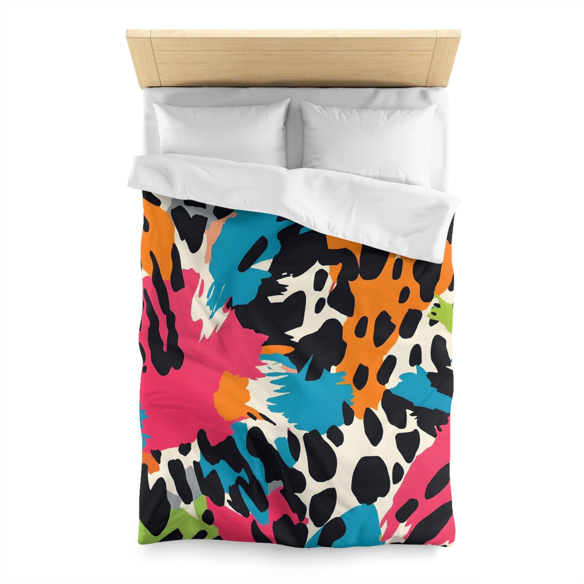 Wild Brush Strokes x Animal Print Multi-Color Microfiber Duvet Cover, Artsulli - Art is Long, Life is Short, Home Decor, , , , , , , 