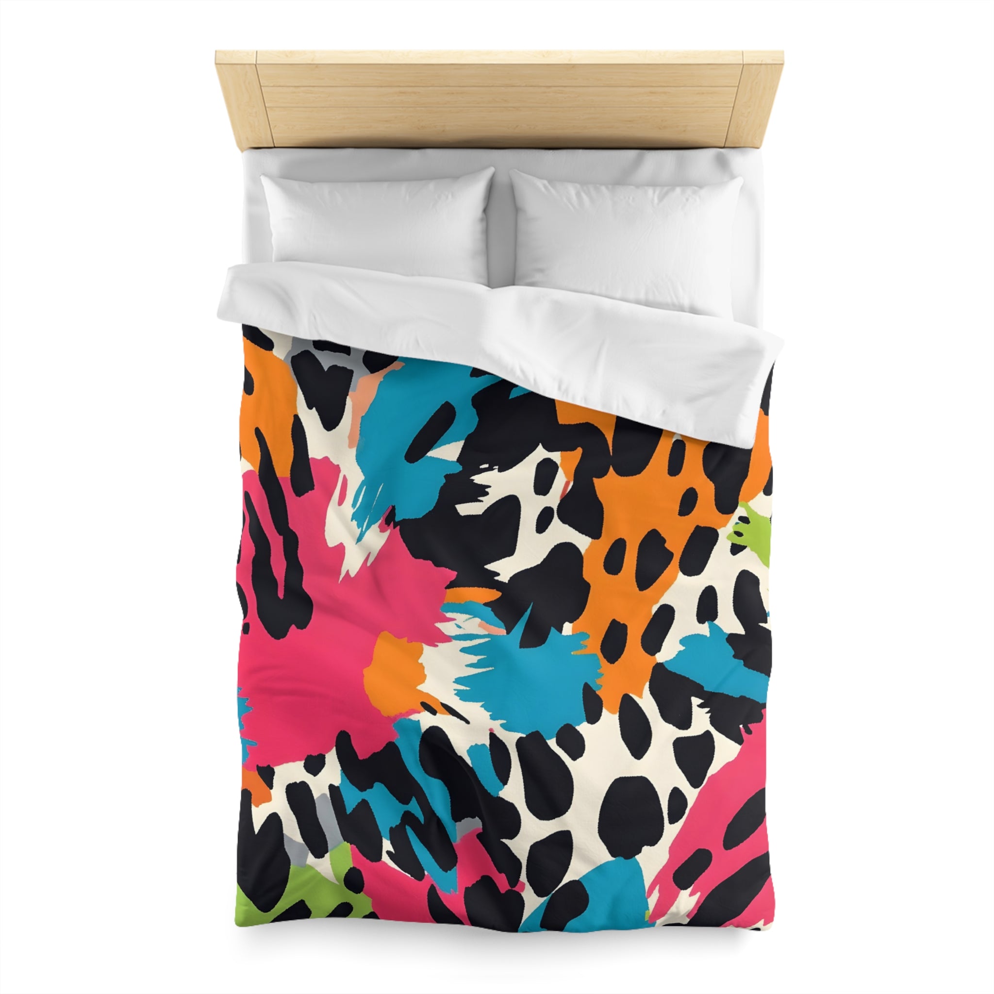 Wild Brush Strokes x Animal Print Multi-Color Microfiber Duvet Cover, Artsulli - Art is Long, Life is Short, Home Decor, , , , , , , 