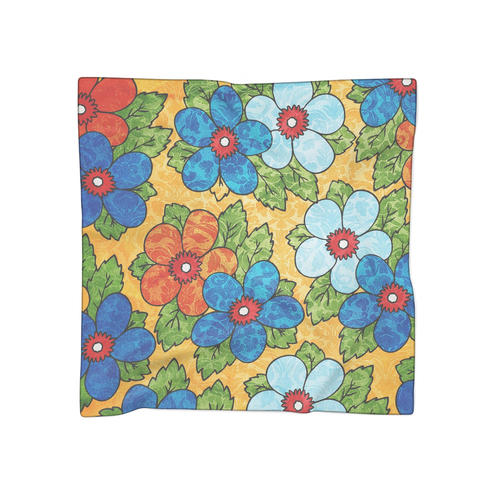 Groovy Yellow Floral Kl Poly Scarf, Artsulli - Art is Long, Life is Short, Accessories, Color, Poly chiffon, Size, 50" × 50", , , 52750004025795990447
