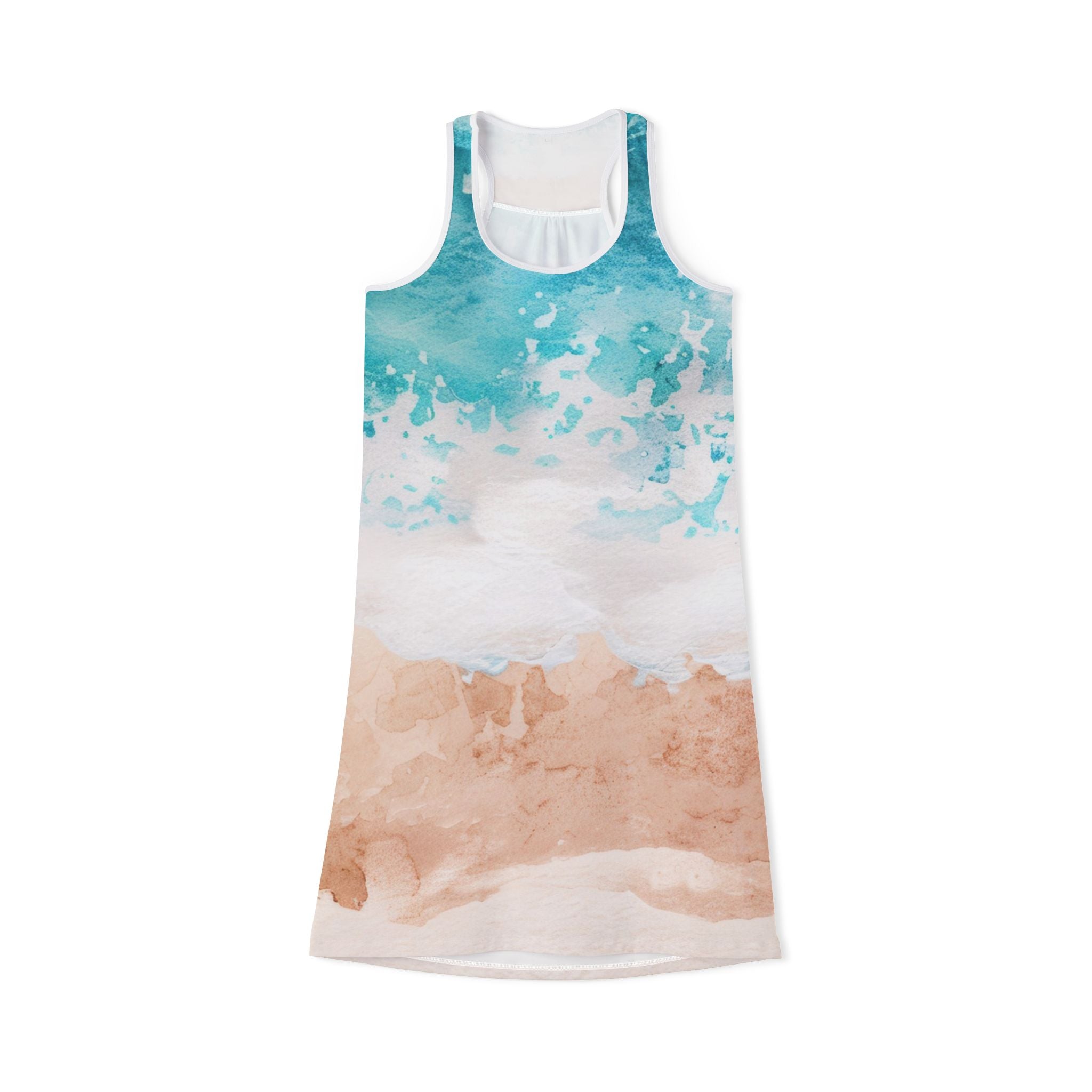 Seashore Women's Racerback Dress (AOP), Artsulli - Art is Long, Life is Short, Tank Top, Size, XS, Color, White, , , 96669653981427306205