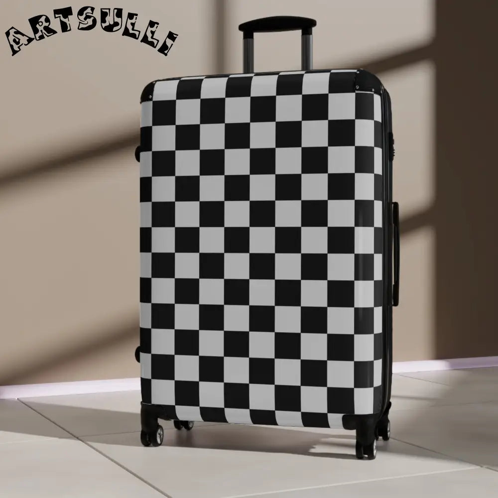 JAKKOUTTHEBXX Checkered Carry On Luggage with Adjustable Handle