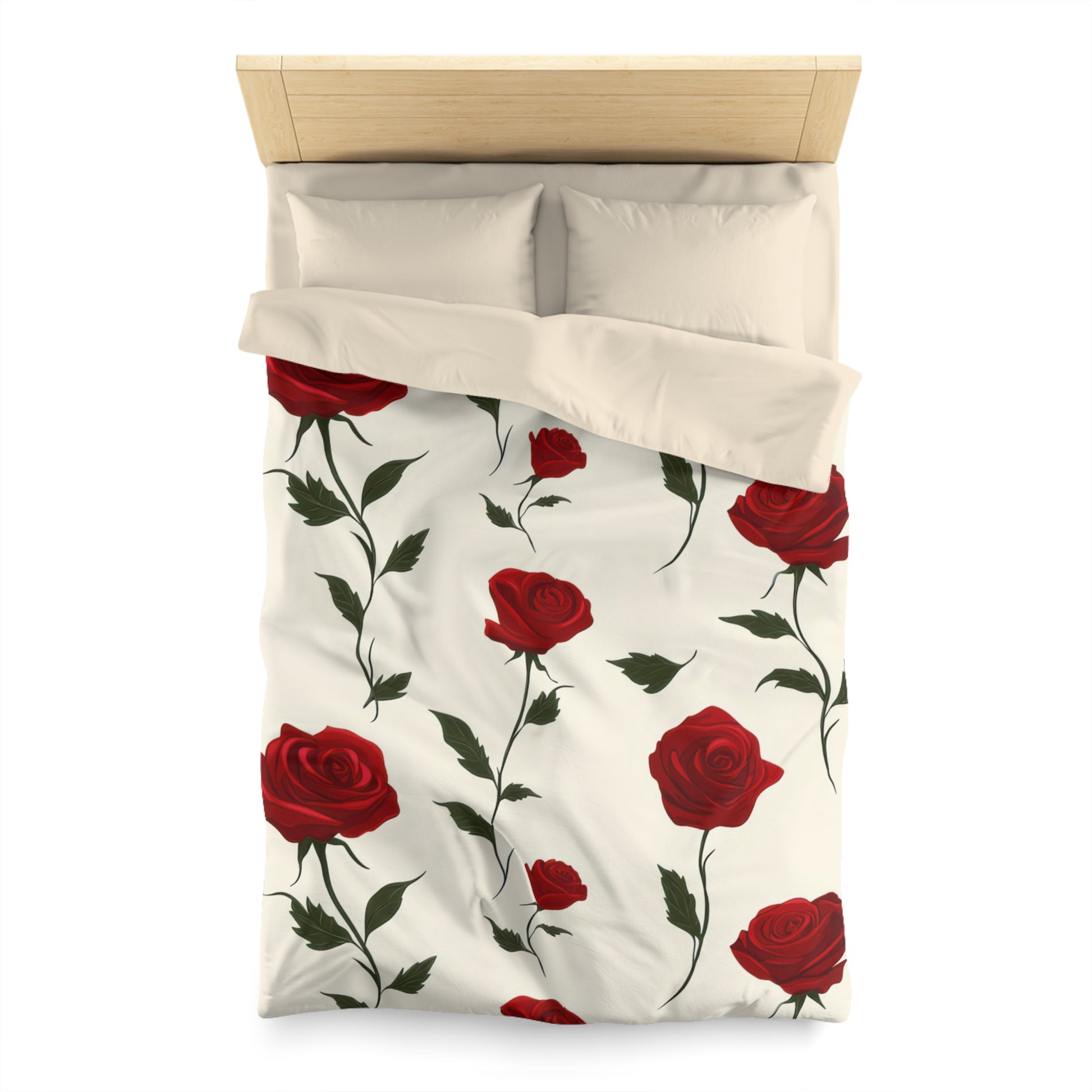 Red Roses Microfiber Duvet Cover, Artsulli - Art is Long, Life is Short, Home Decor, , , , , , , 