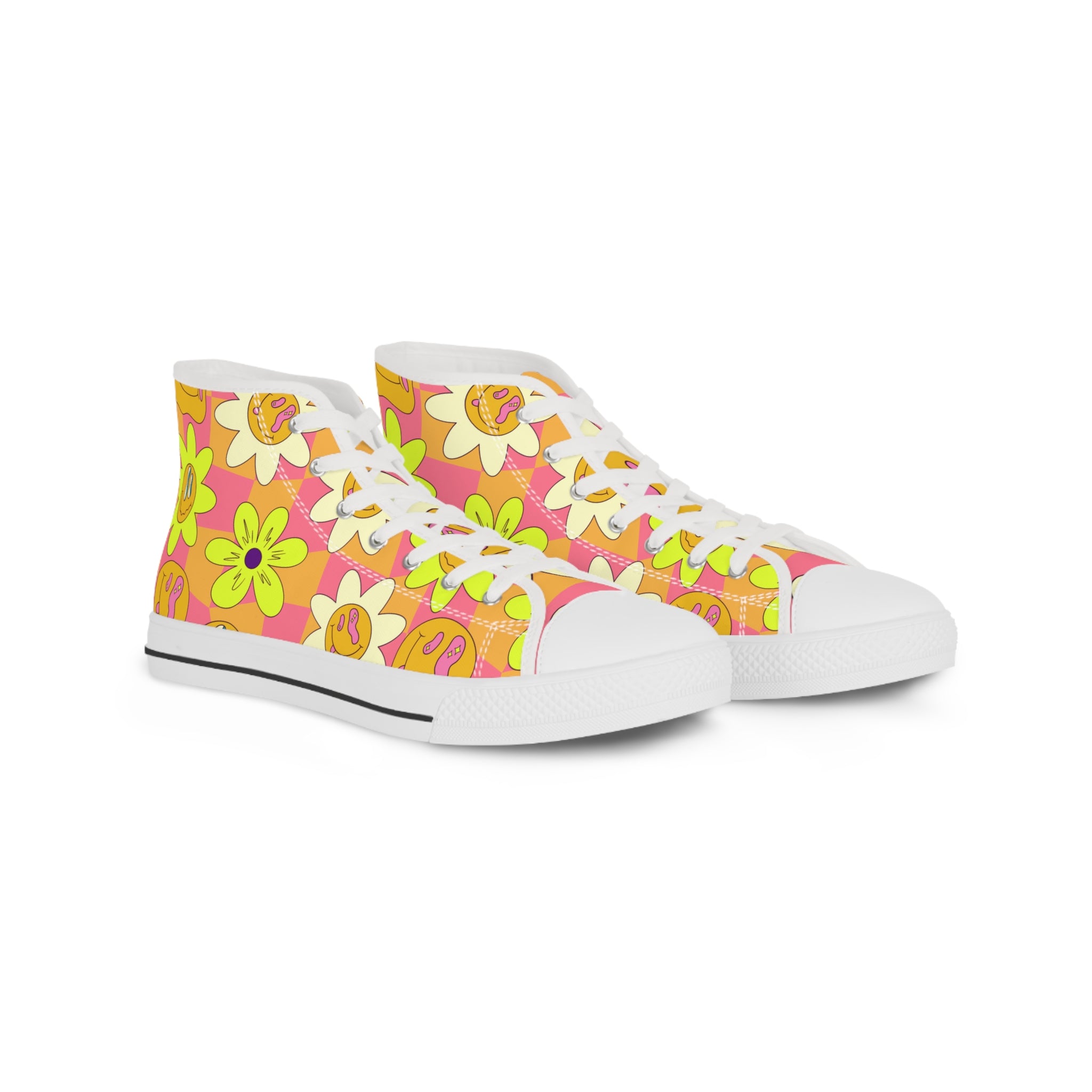 Trippy Sour Face Rave Men's High Top Sneakers, Artsulli - Art is Long, Life is Short, Shoes, Size, US 5, Color, White sole, , , 13894059885728