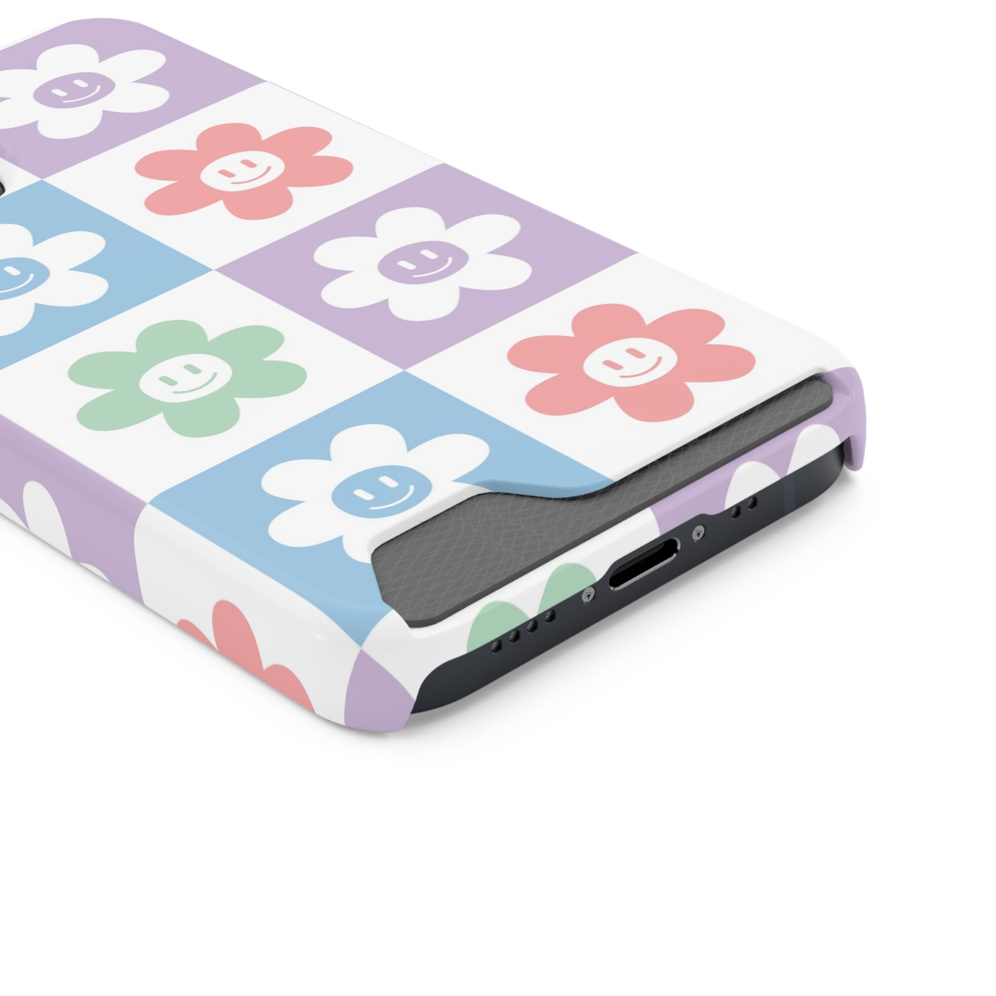 Chessboard x Smiley Face Flowers Multi-Color Phone Case With Card Holder, Artsulli - Art is Long, Life is Short, Phone Case, , , , , , , 