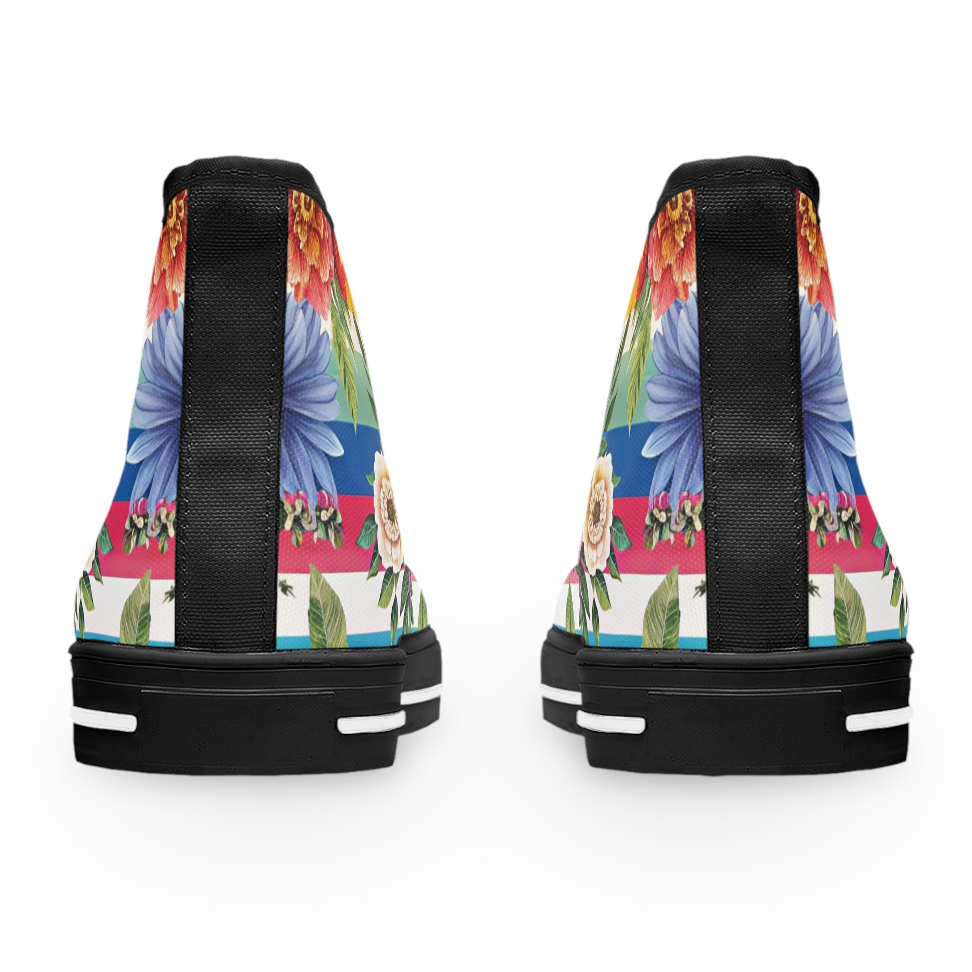 Floral Stripe 4K II Women's High Top Sneakers, Artsulli - Art is Long, Life is Short, Shoes, , , , , , , 