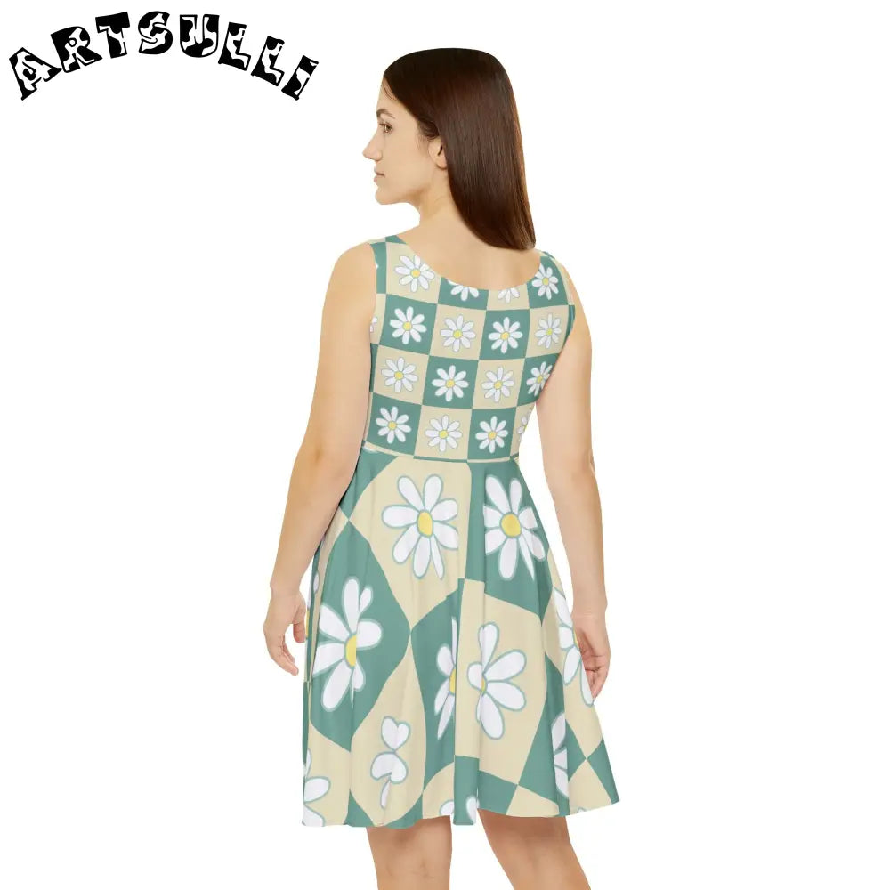 JAKKOUTTHEBXX Retro Daisy Grid Retro Daisy Checkerboard Green