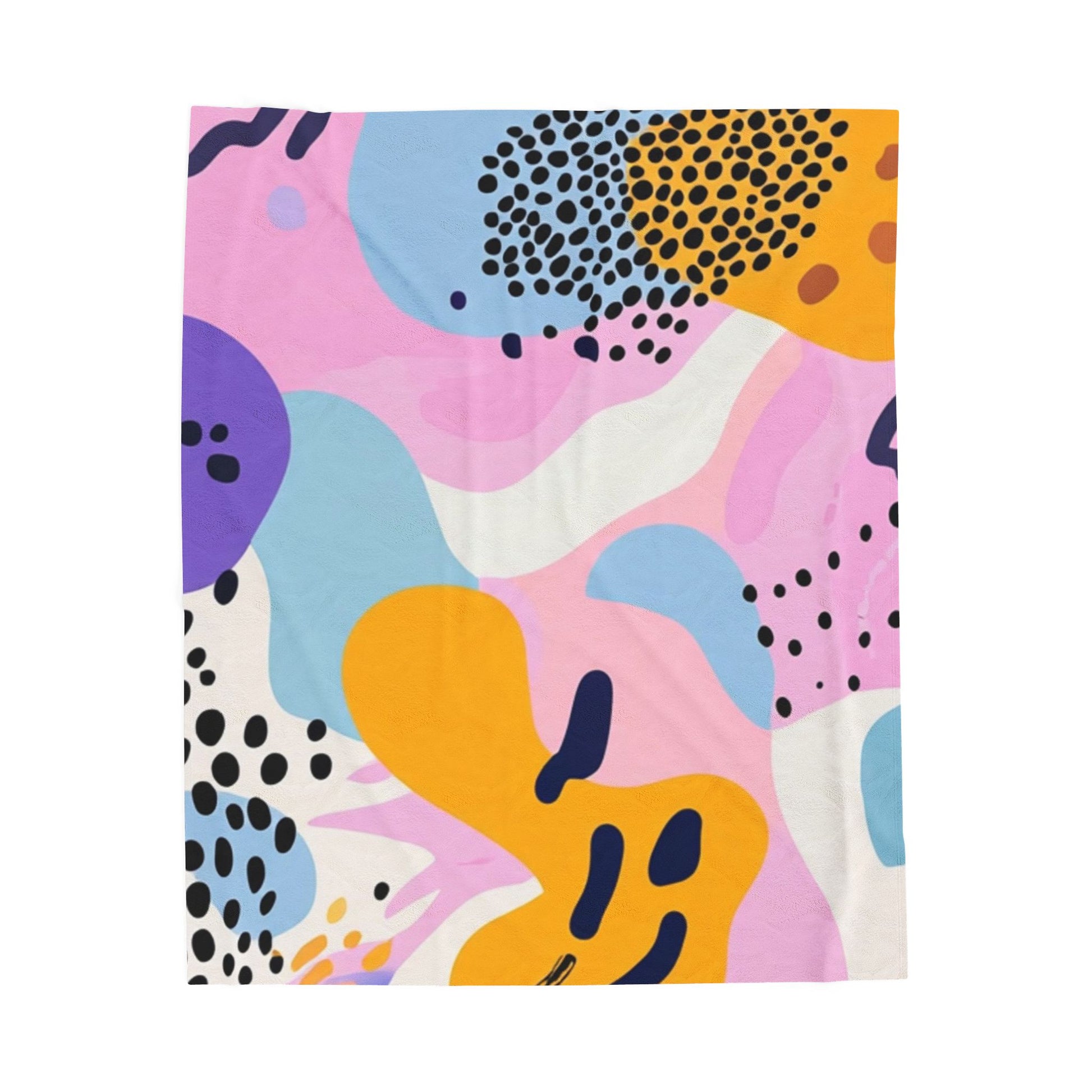 Colorful Abstract Dots and Shapes Velveteen Plush Blanket, Artsulli - Art is Long, Life is Short, All Over Prints, Size, 50" × 60", , , , , 26202295878149
