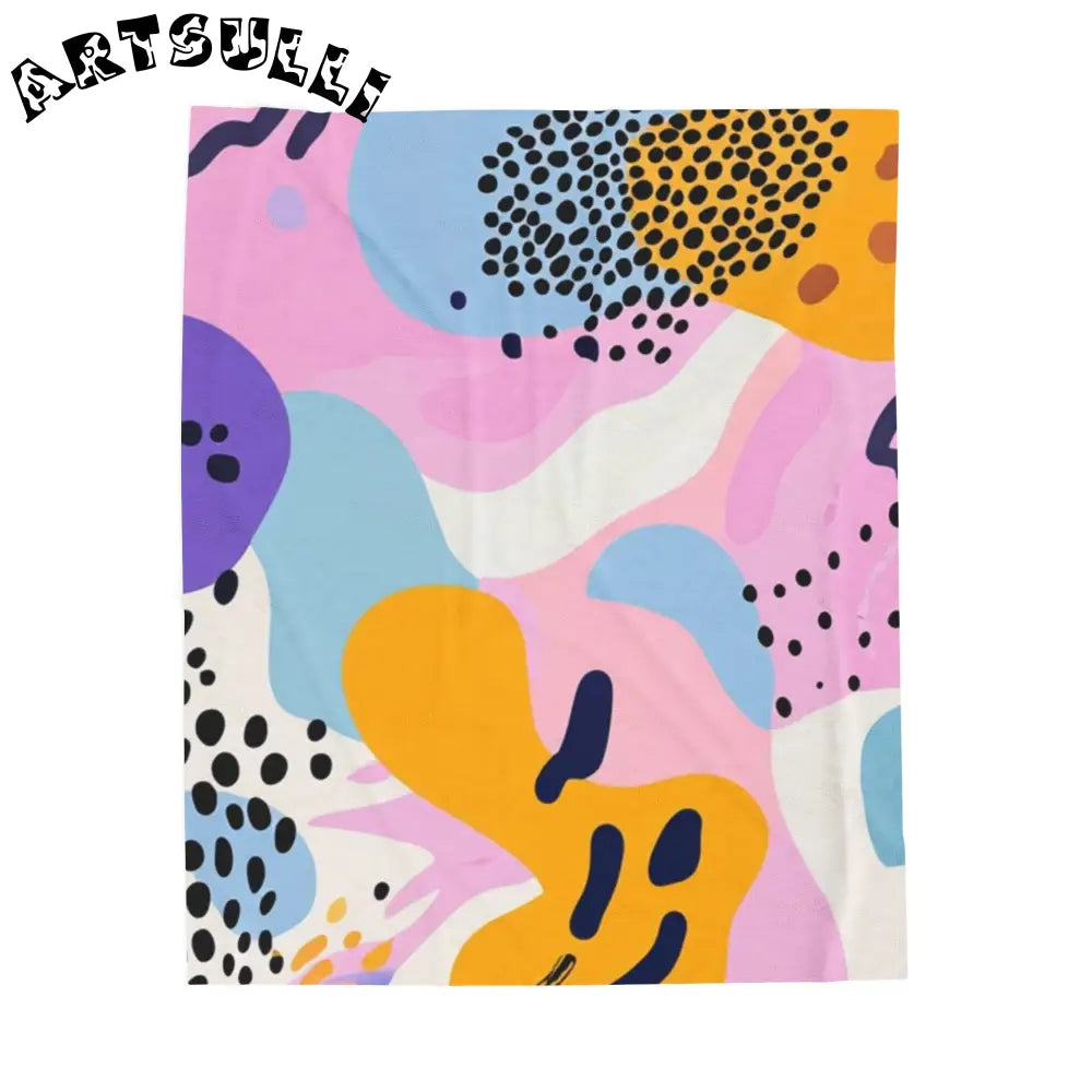JAKKOUTTHEBXX Colorful Abstract Dots and Shapes Velveteen Plush