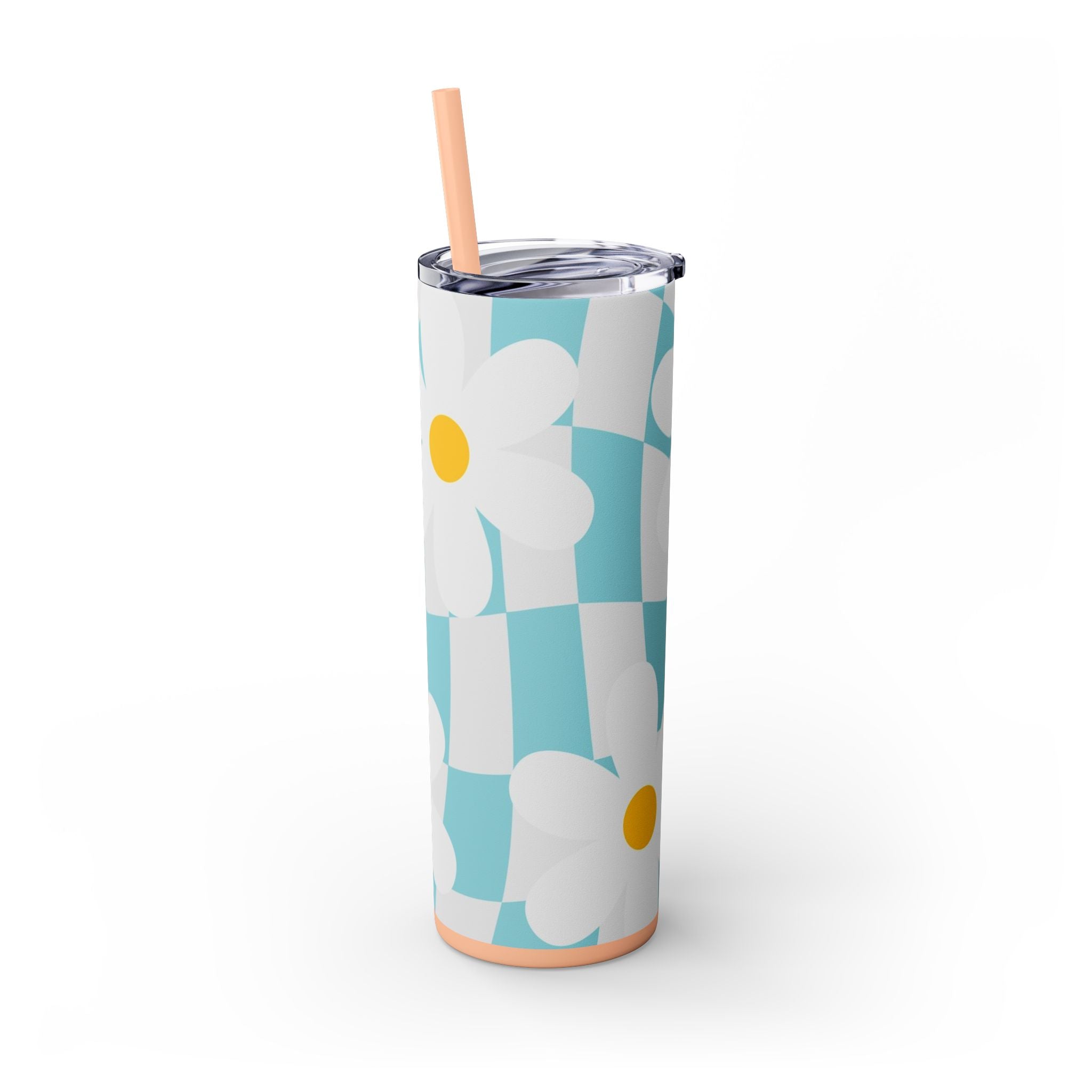 Trippy Check Garden Skinny Tumbler with Straw, 20oz, Artsulli - Art is Long, Life is Short, Mug, , , , , , , 